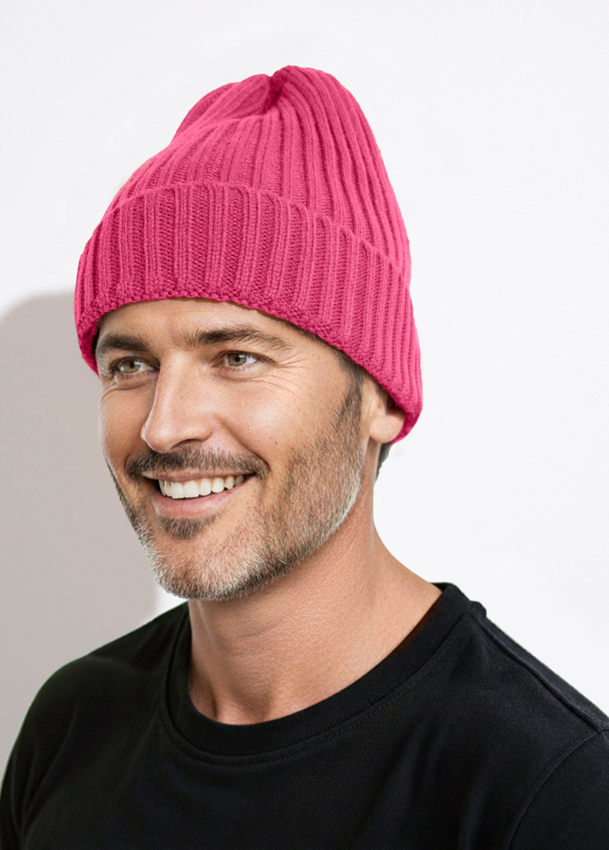 Bonnet en maille cotelée à revers