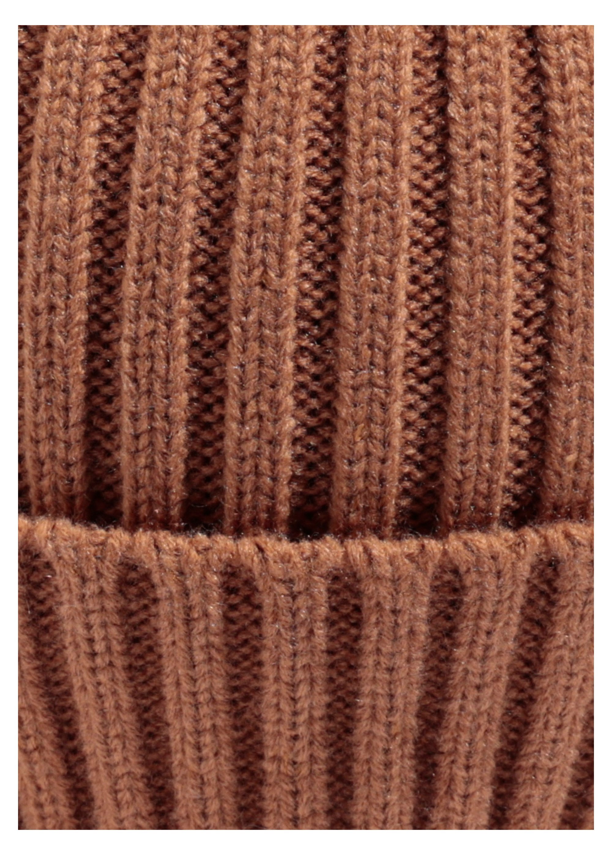 Bonnet en maille cotelée à revers Homme Beige MENAKC01 DE1