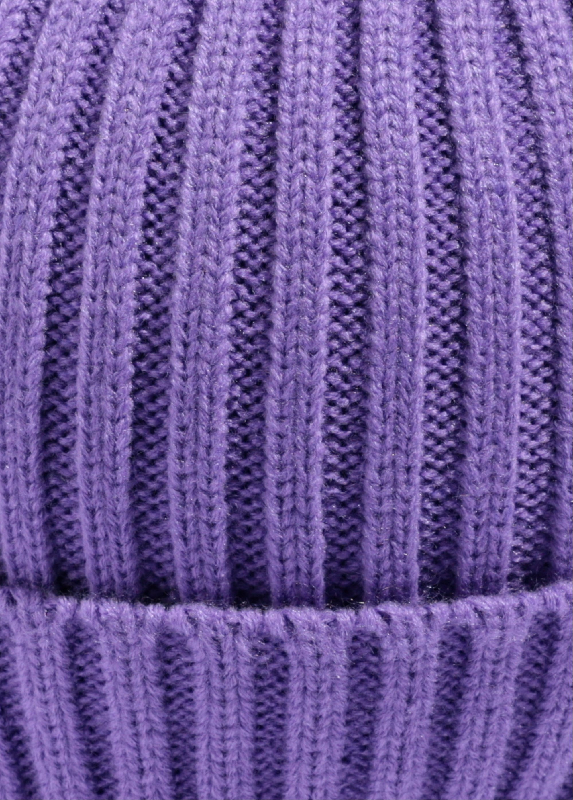 Bonnet en maille cotelée à revers Homme Violet MENAKC01 DE1
