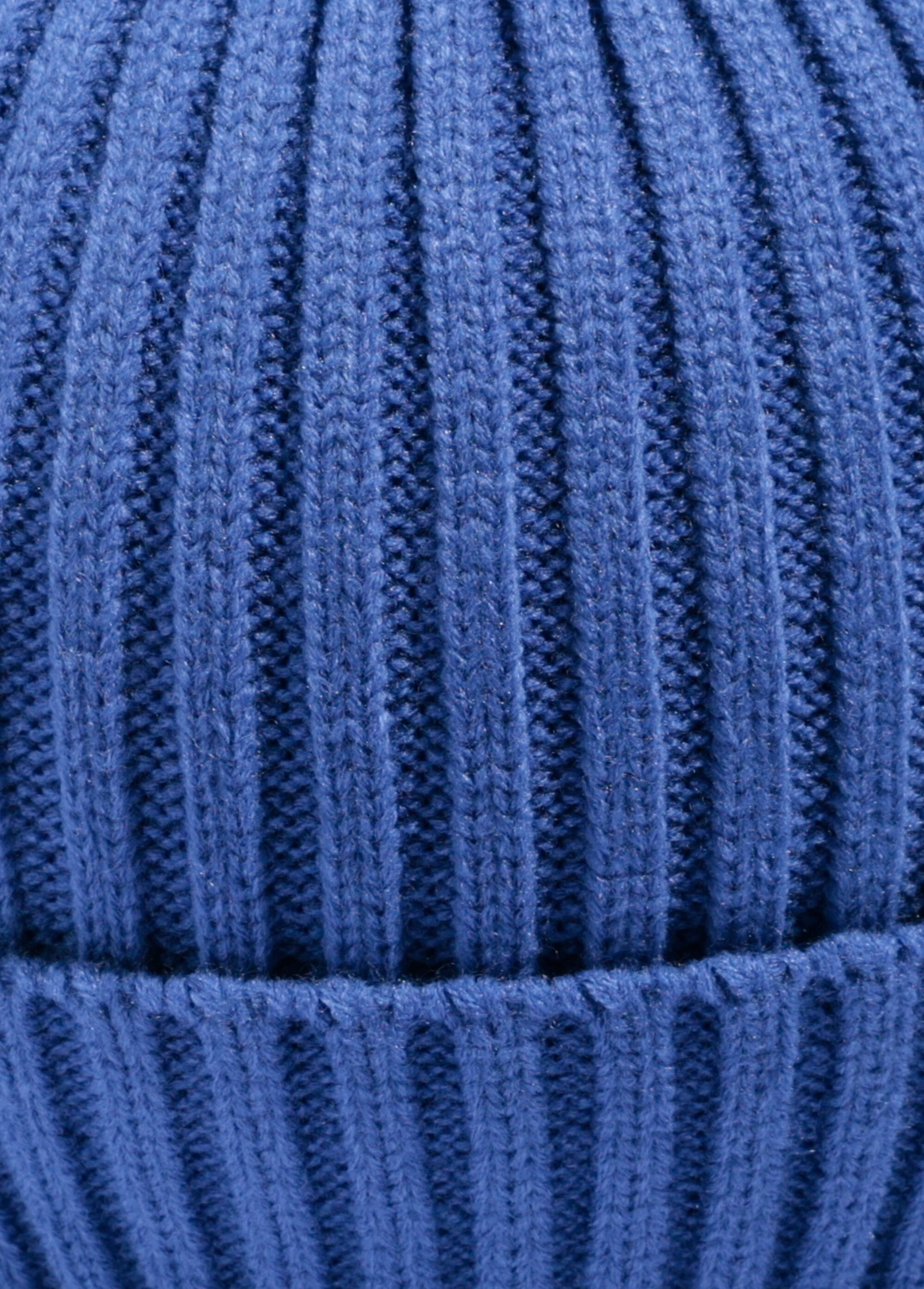 Bonnet en maille cotelée à revers Homme Bleu MENAKC01 DE1