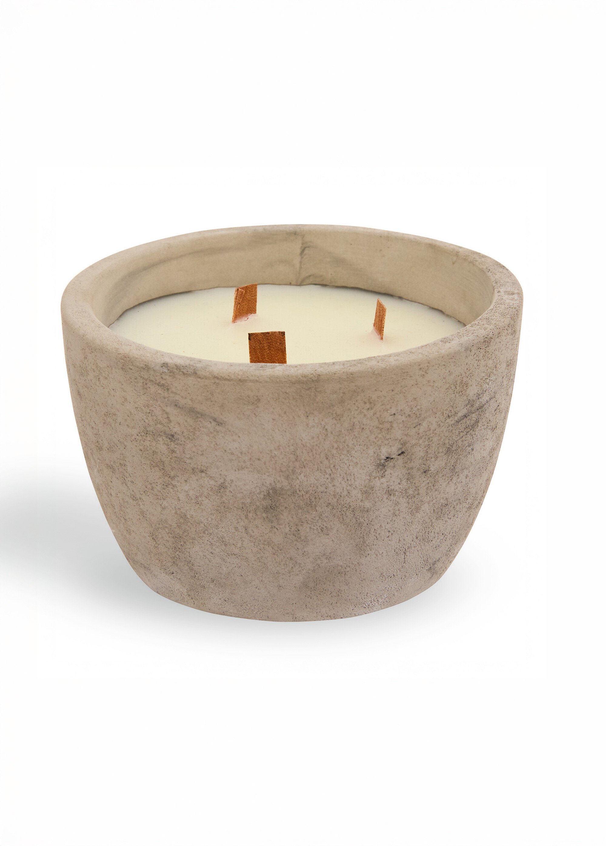 Bougie citronnelle 3 mèches en céramique GRIS JJA-214901 FA1