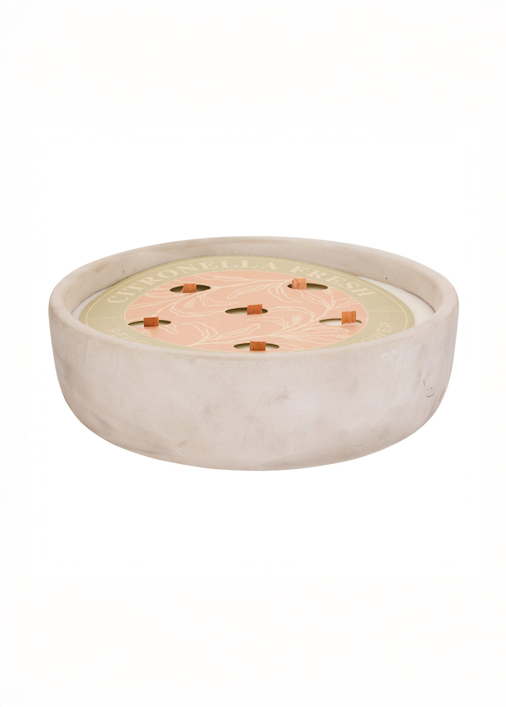 Bougie citronnelle 6 mèches en céramique GRIS JJA-214902 DE2