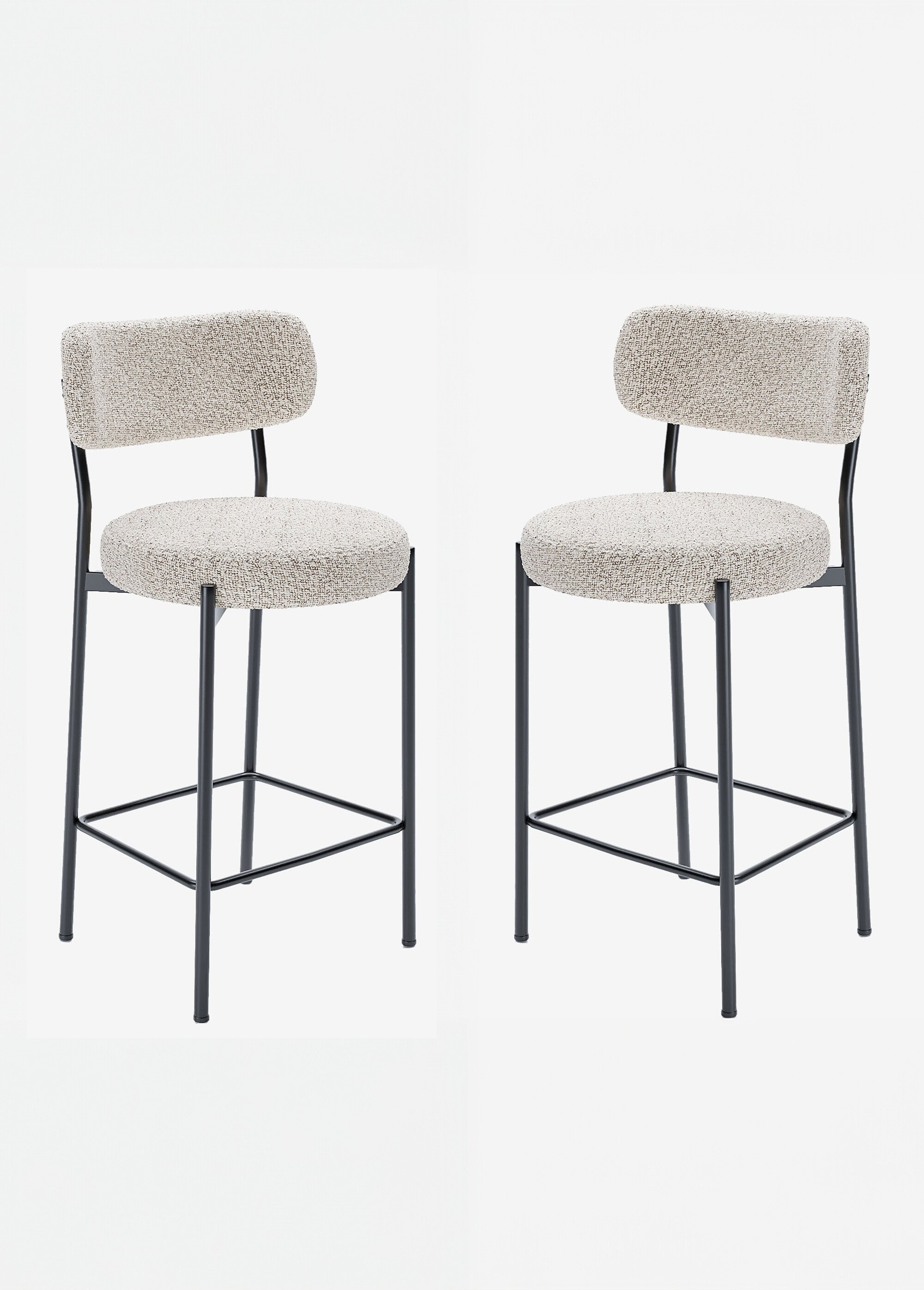 Chaises de bar en tissu avec dossier GRIS POT-LILI FA1