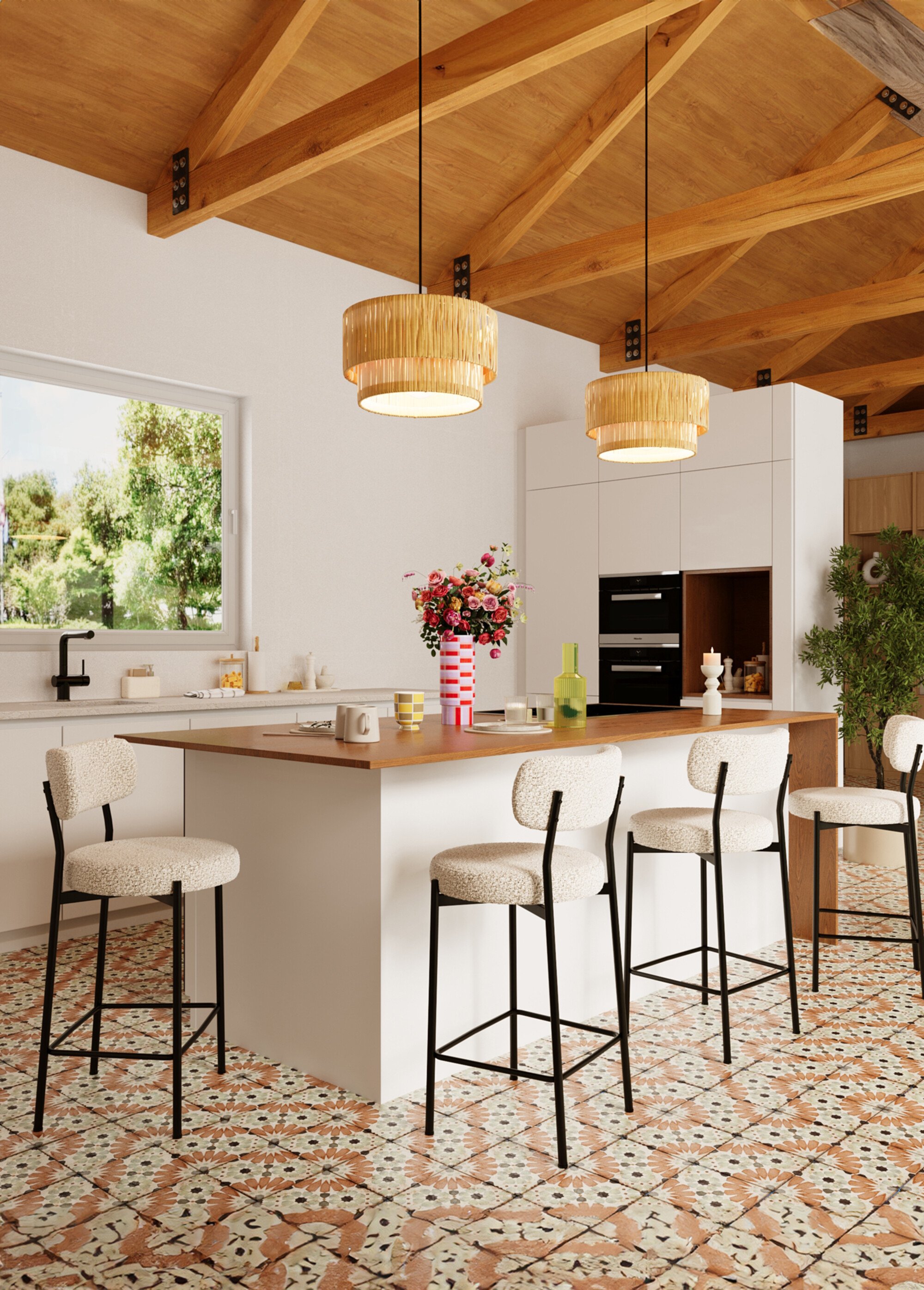 Chaises de bar en tissu avec dossier GRIS POT-LILI SF1