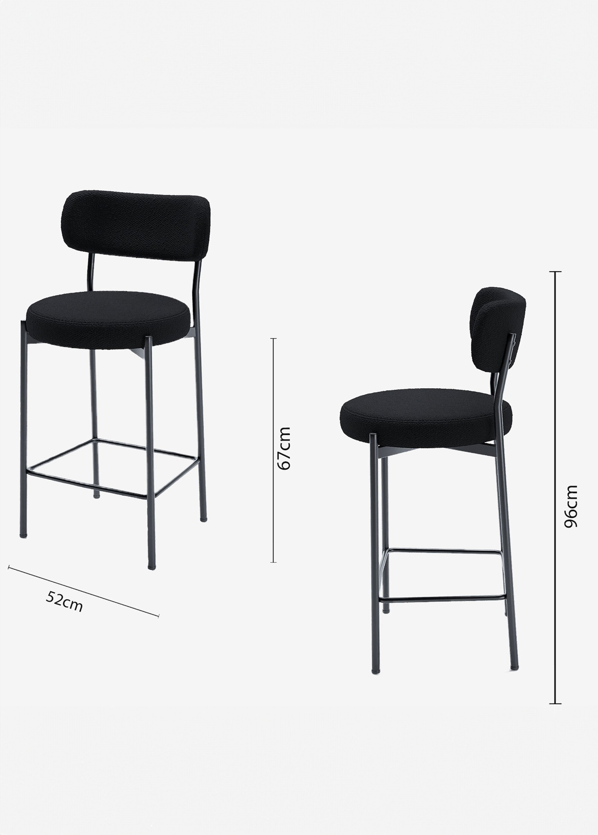 Chaises de bar en tissu avec dossier GRIS POT-LILI DE2