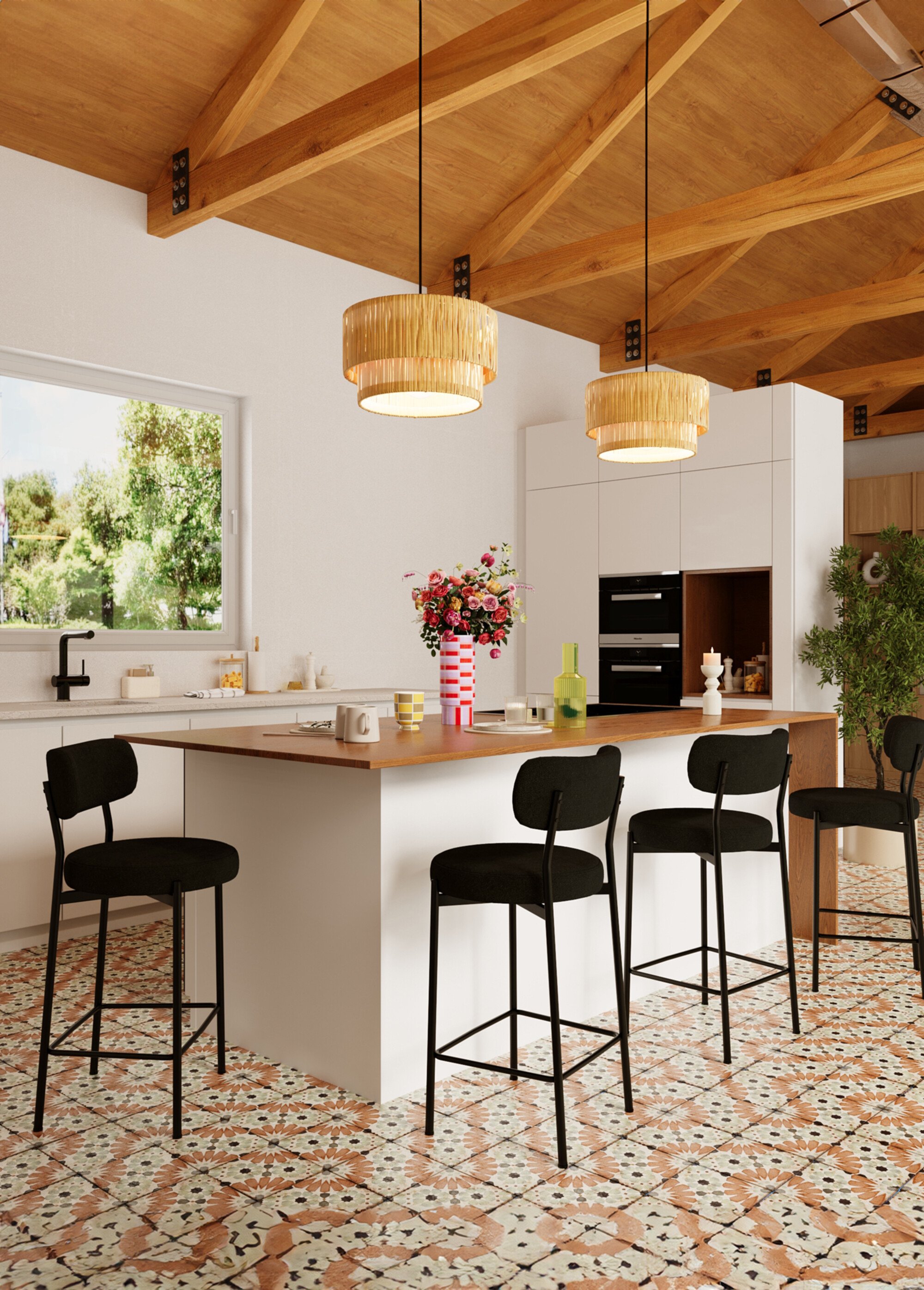 Chaises de bar en tissu avec dossier GRIS POT-LILI SF1