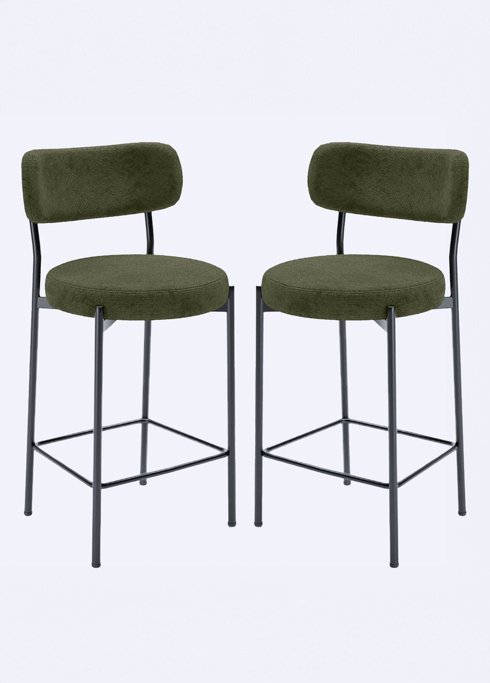 Chaises de bar en tissu avec dossier VERT POT-LILI FA1