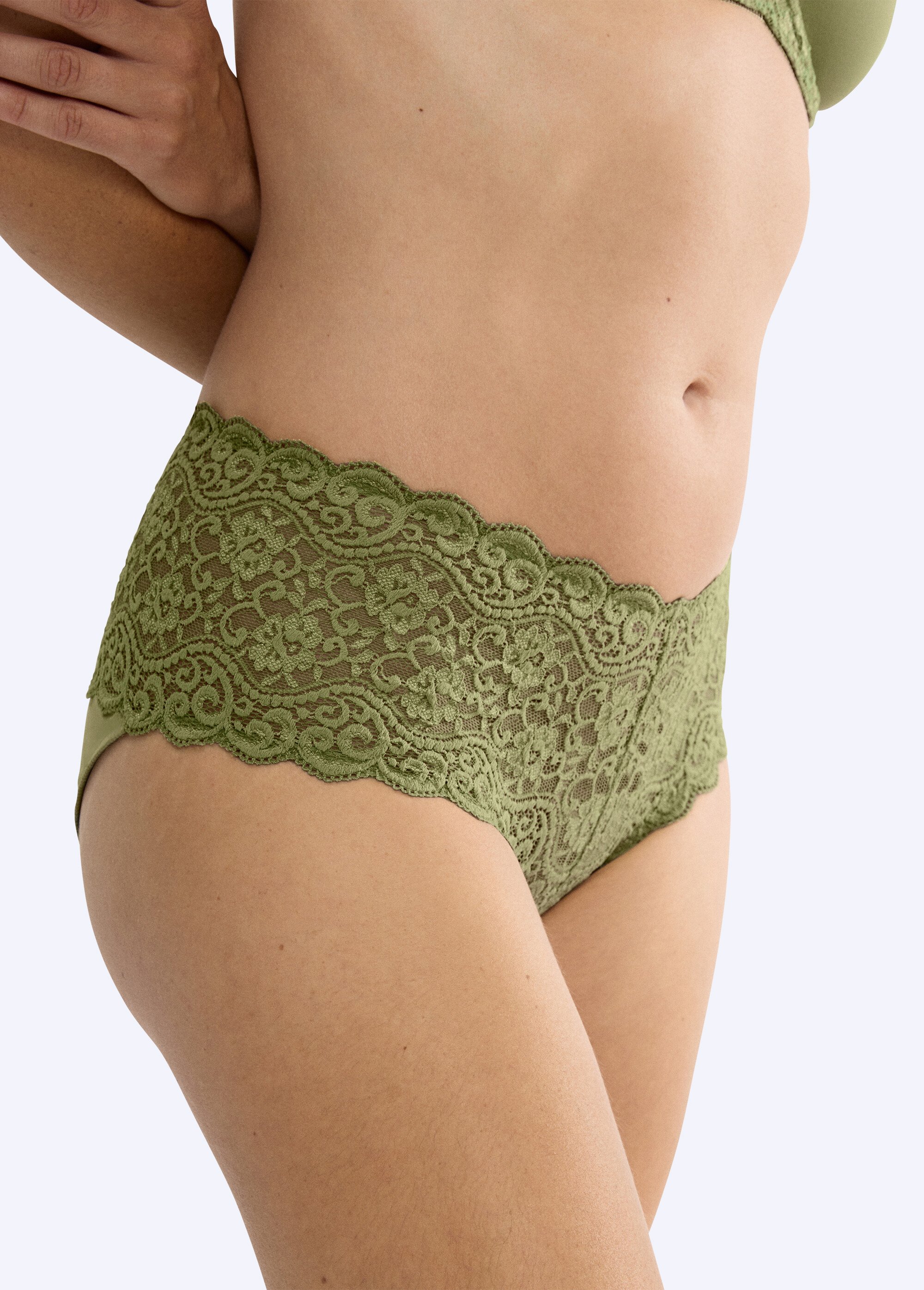 Culotte maxi dentelle extensible, Amourette Femme Vert DANDY DE1