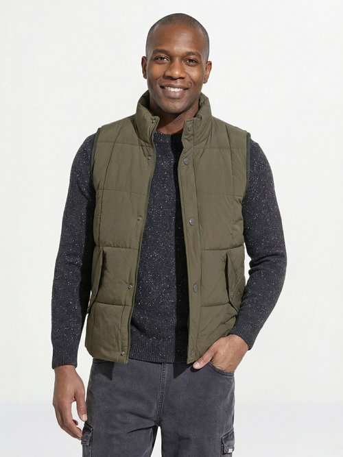Doudoune sans manches matelassage carré Homme Vert LAU22009 FA1
