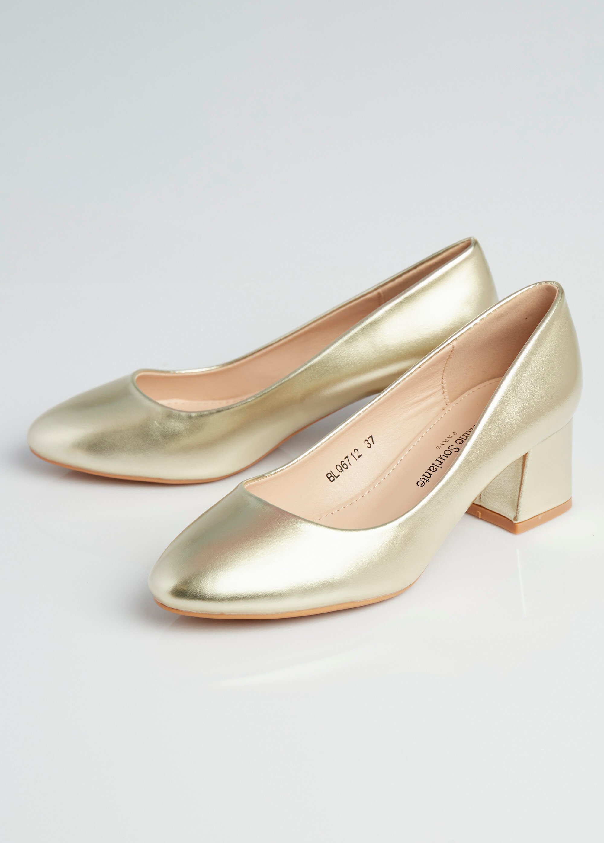 Escarpins bout rond et talon recouvert Femme Doré LBSBLQ6712 DE1