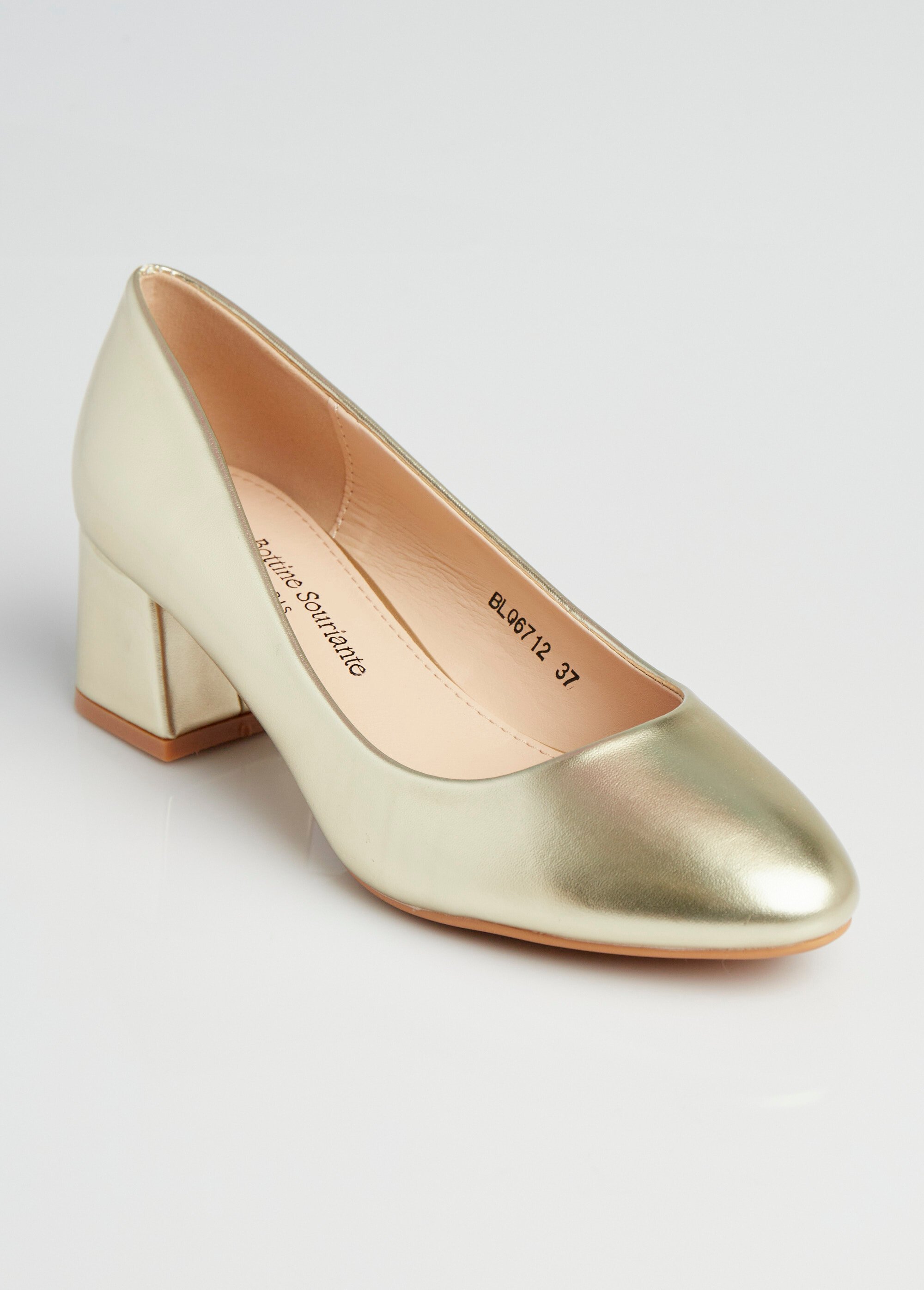 Escarpins bout rond et talon recouvert Femme Doré LBSBLQ6712 FA1