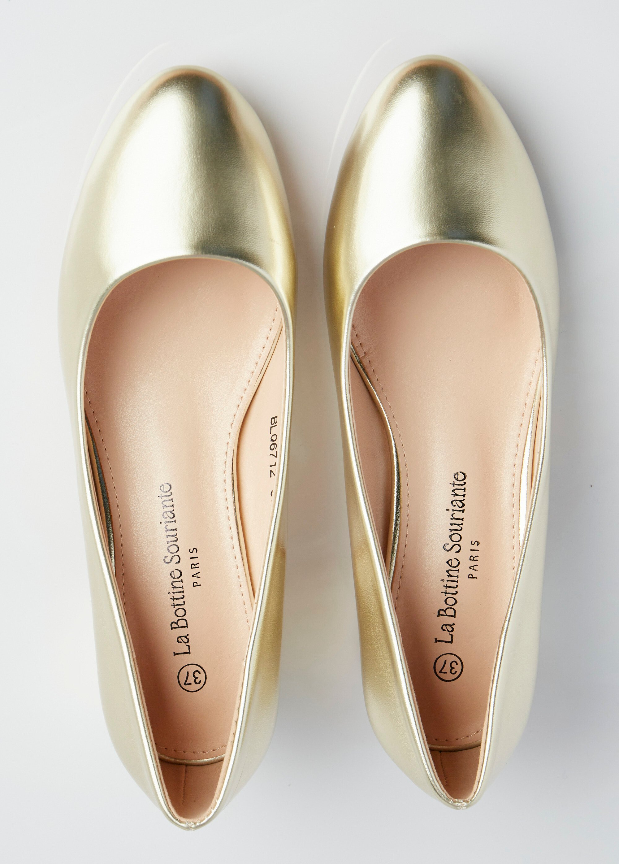 Escarpins bout rond et talon recouvert Femme Doré LBSBLQ6712 OV1