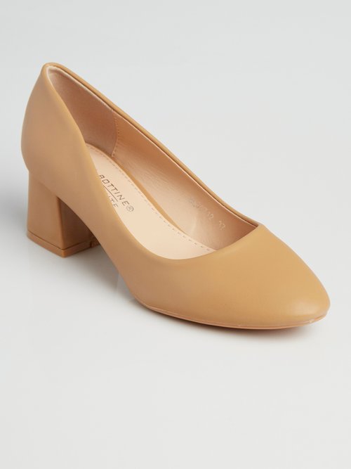 Escarpins bout rond et talon recouvert Femme Marron LBSBLQ6712 FA1