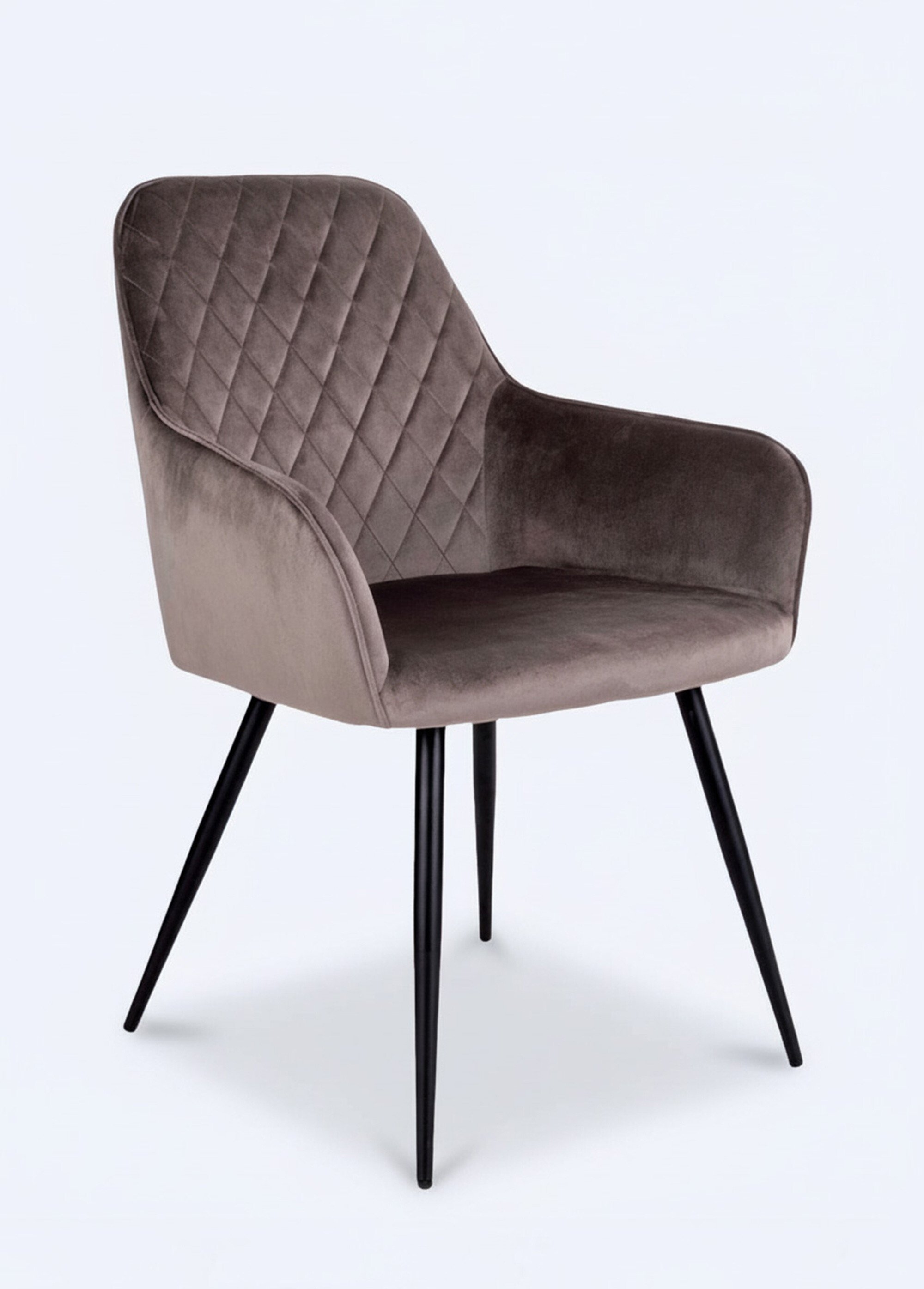 Fauteuil de salle à manger en velours 2M MARRON CLAIR HN-1001154 FA1