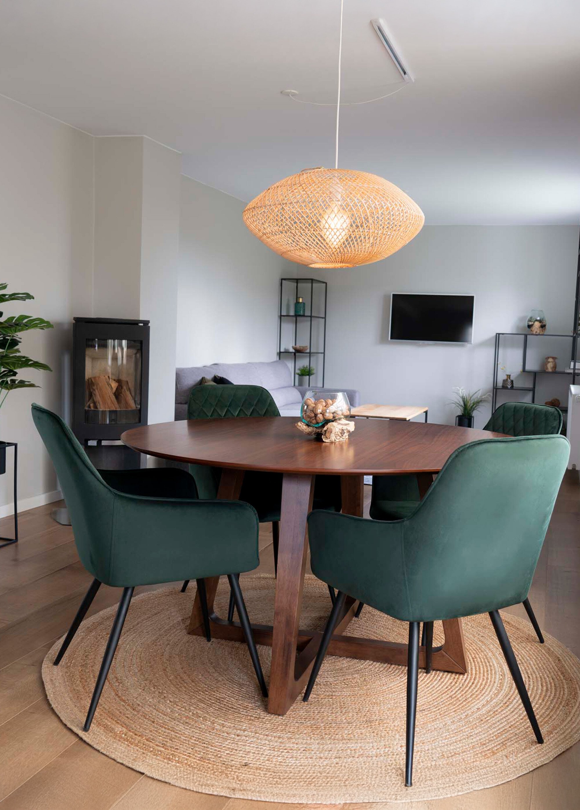 Fauteuil de salle à manger en velours 3V VERT HN-1001155 SI1