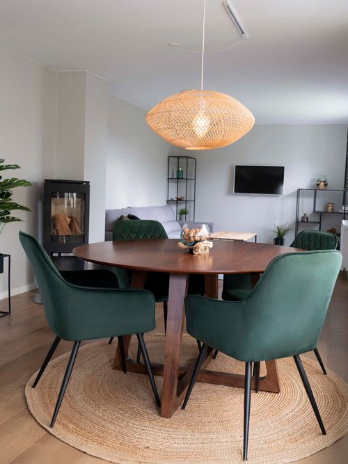 Fauteuil de salle à manger en velours 3V VERT HN-1001155 SI1