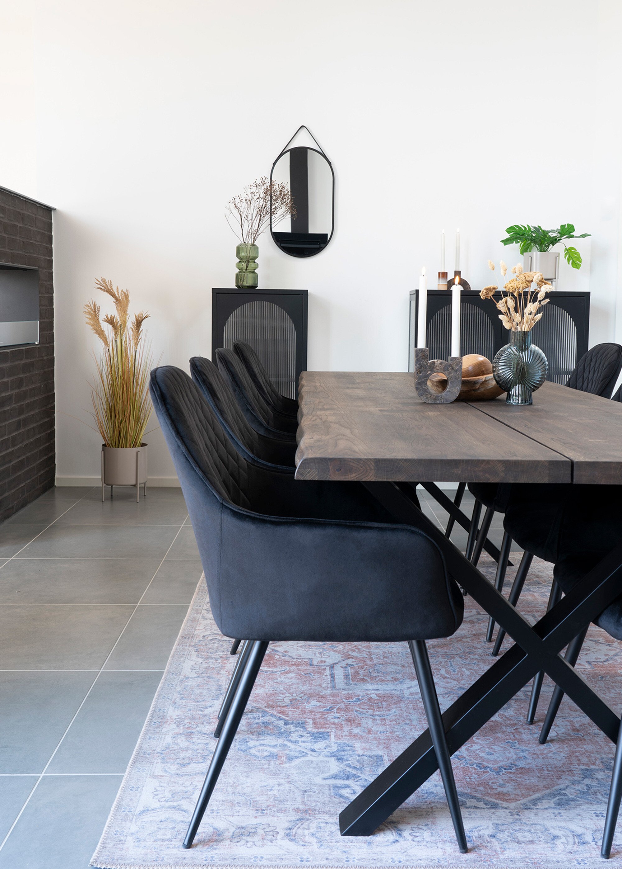 Fauteuil de salle à manger en velours 4N NOIR HN-1001159 SI1