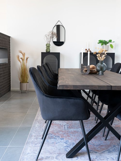 Fauteuil de salle à manger en velours 4N NOIR HN-1001159 SI1