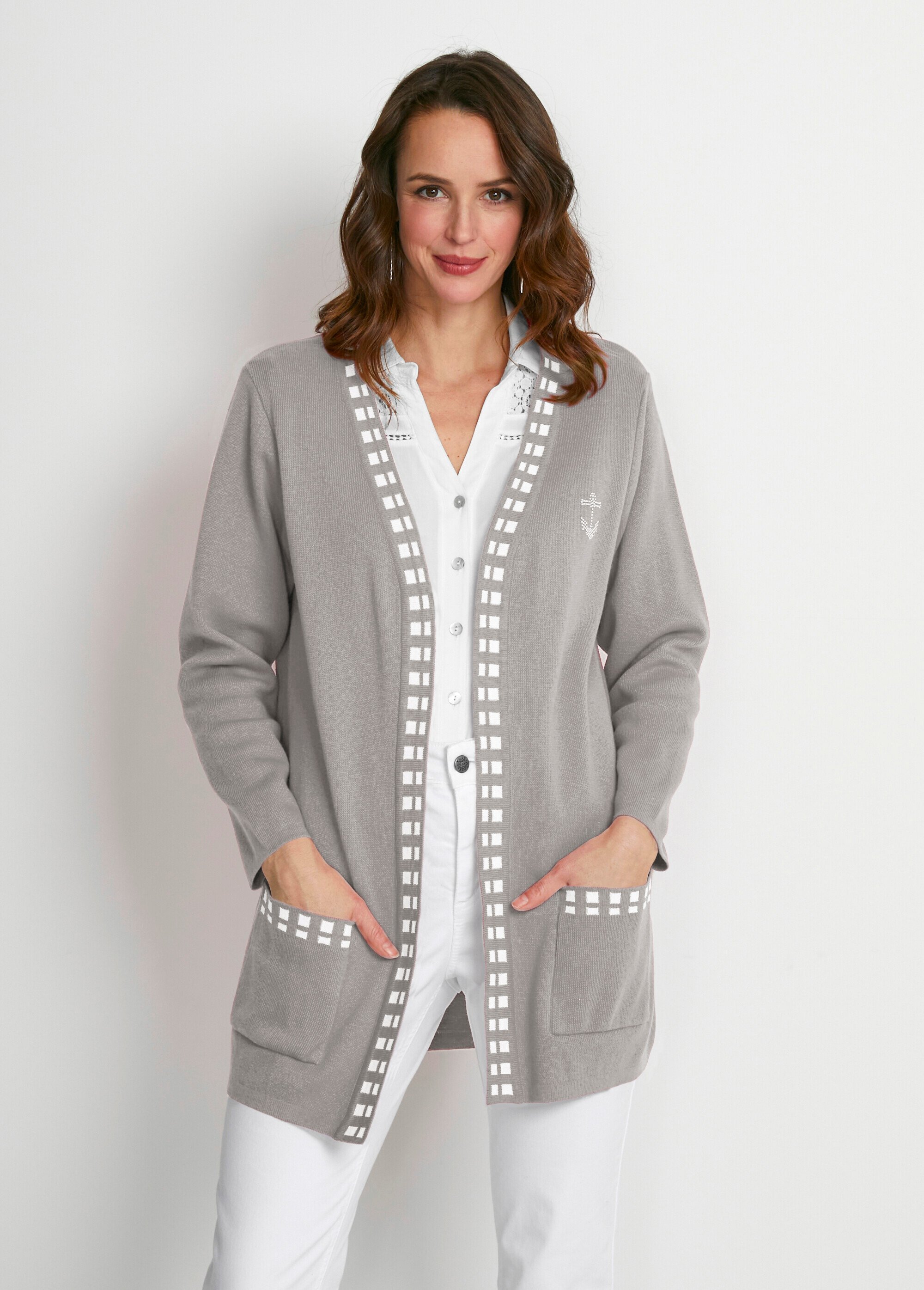 Gilet long maille coton