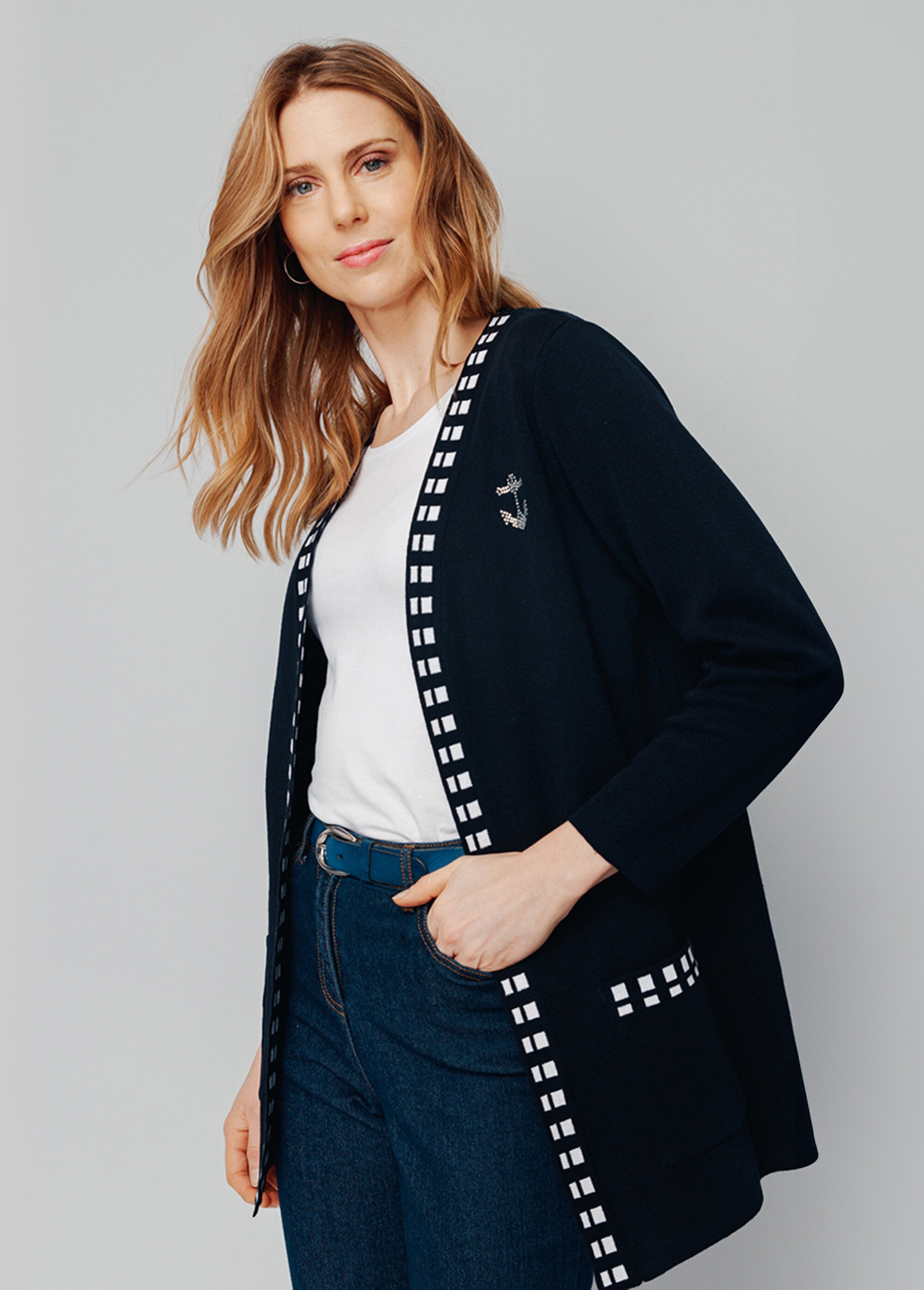 Gilet long maille coton