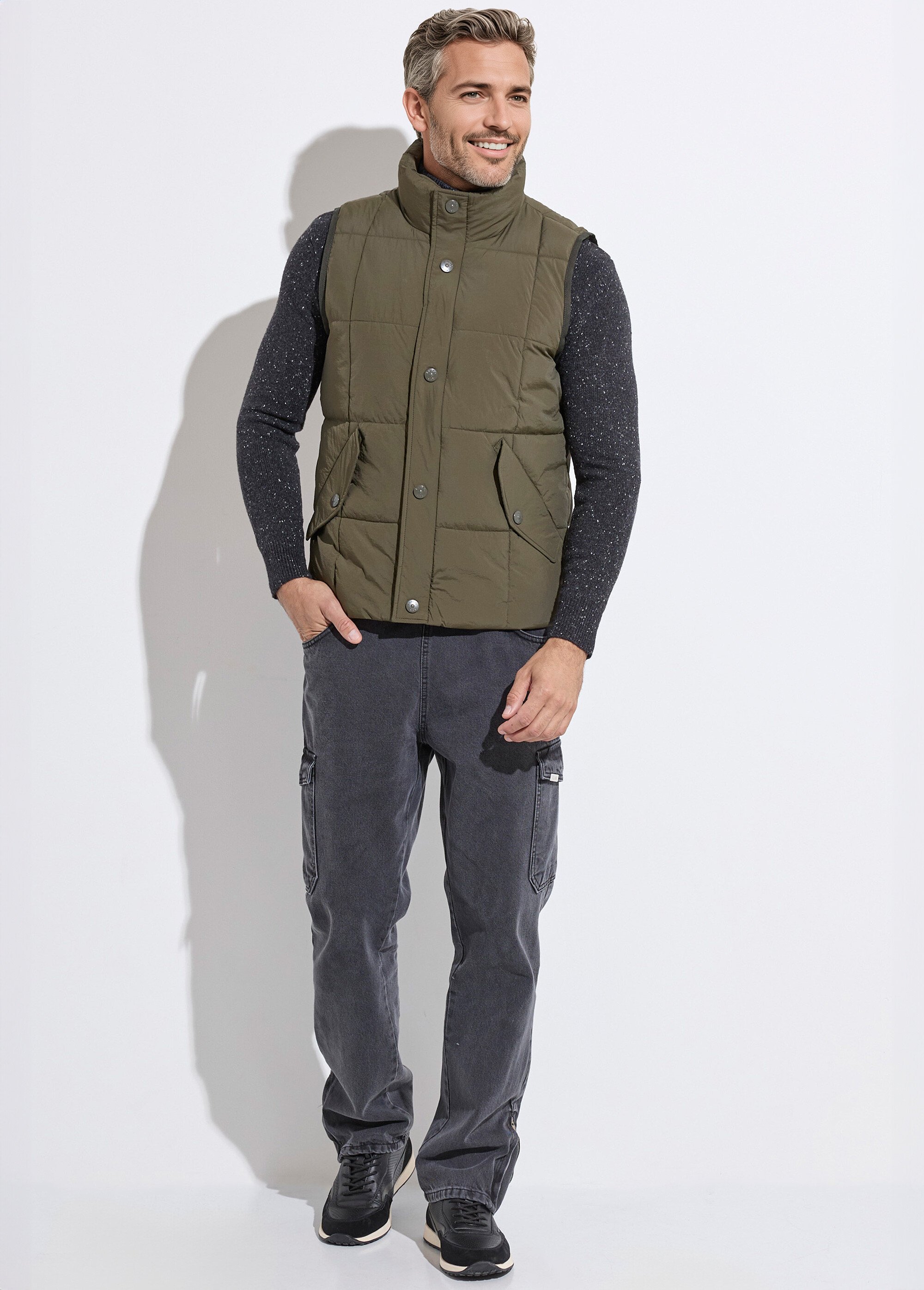 Doudoune sans manches matelassage carré Homme Vert LAU22009 SF1