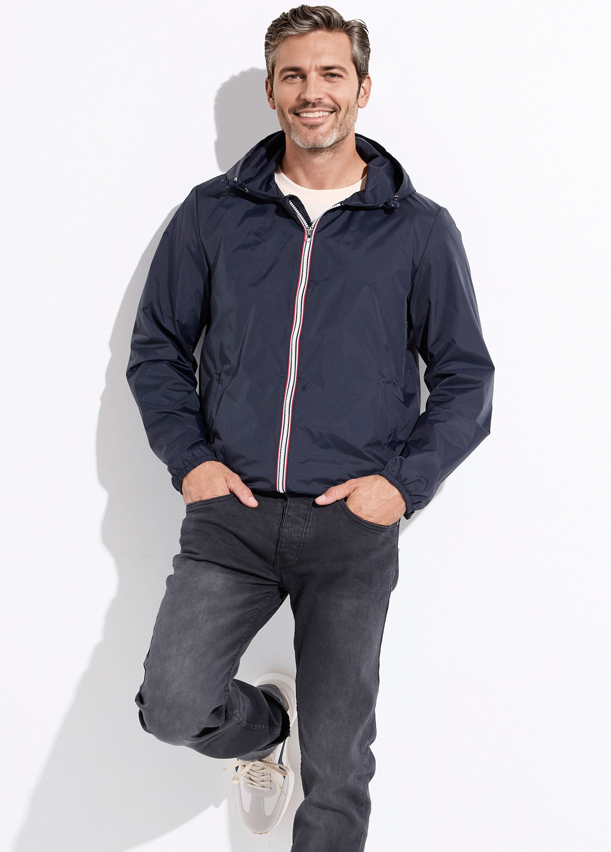 Parka courte déperlante tendance Homme Bleu LAU6055 MV1