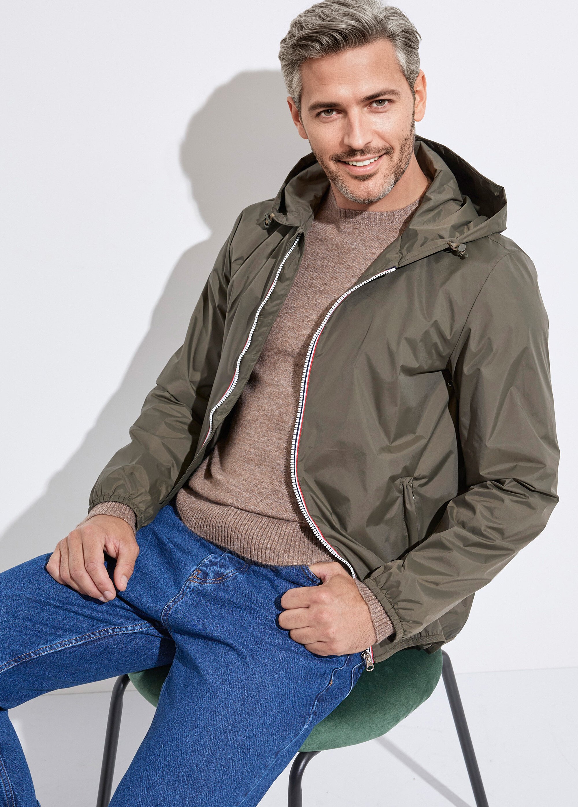 Parka courte déperlante tendance Homme Vert LAU6055 MV1