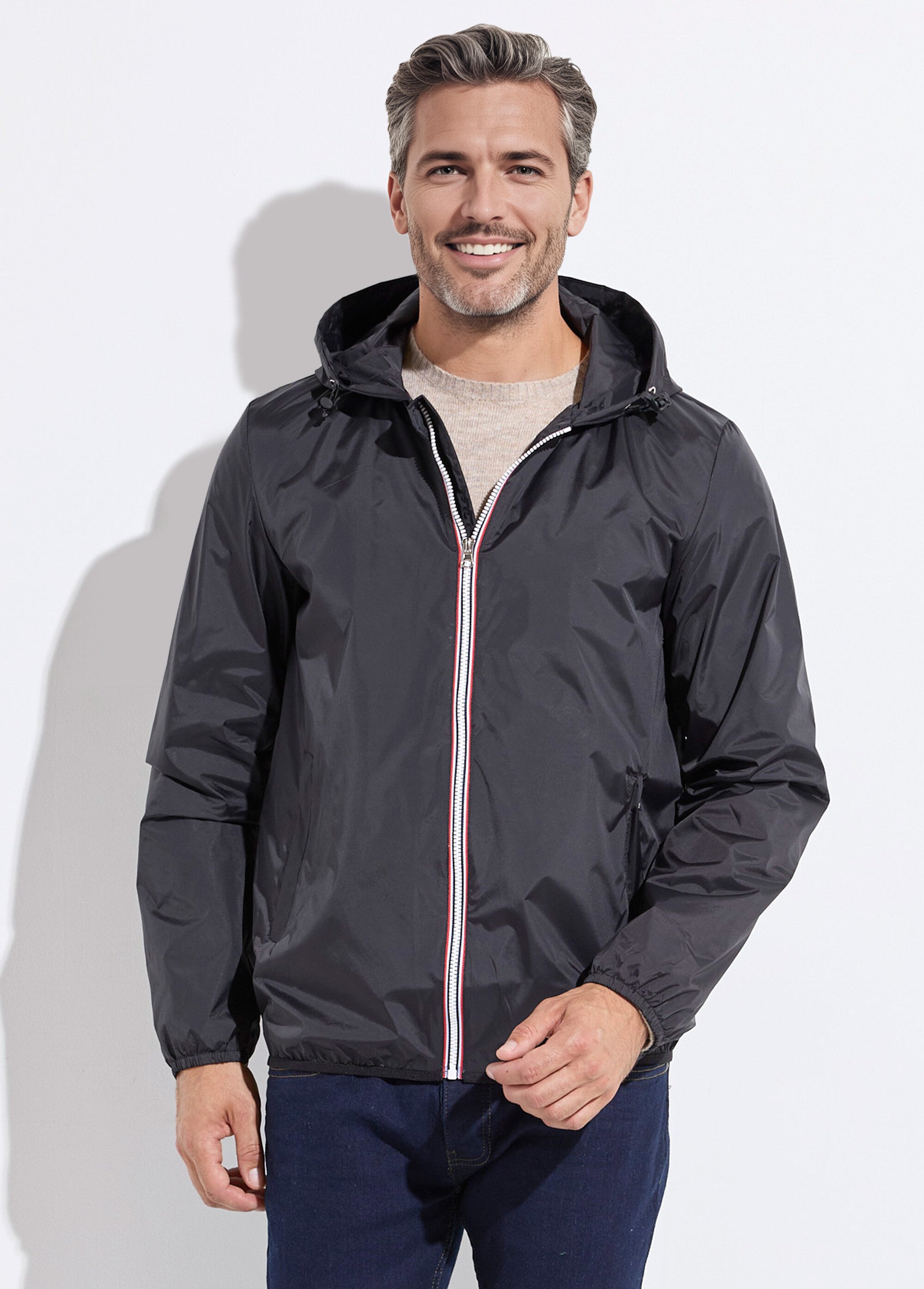 Parka courte déperlante tendance Homme Noir LAU6055 FA1