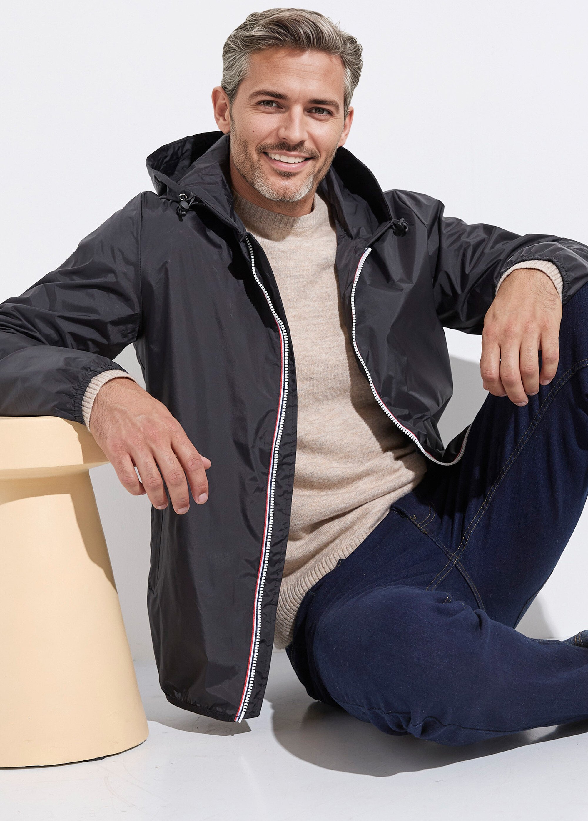 Parka courte déperlante tendance Homme Noir LAU6055 MV1