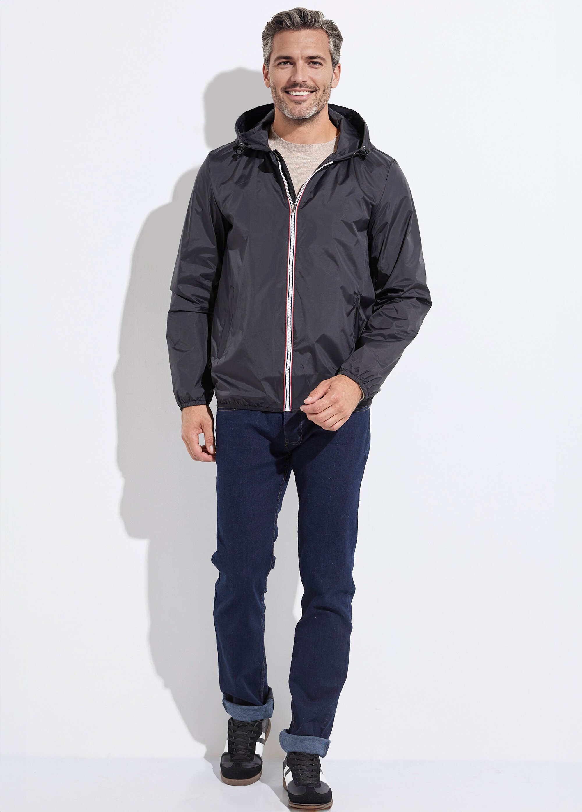 Parka courte déperlante tendance Homme Noir LAU6055 SF1