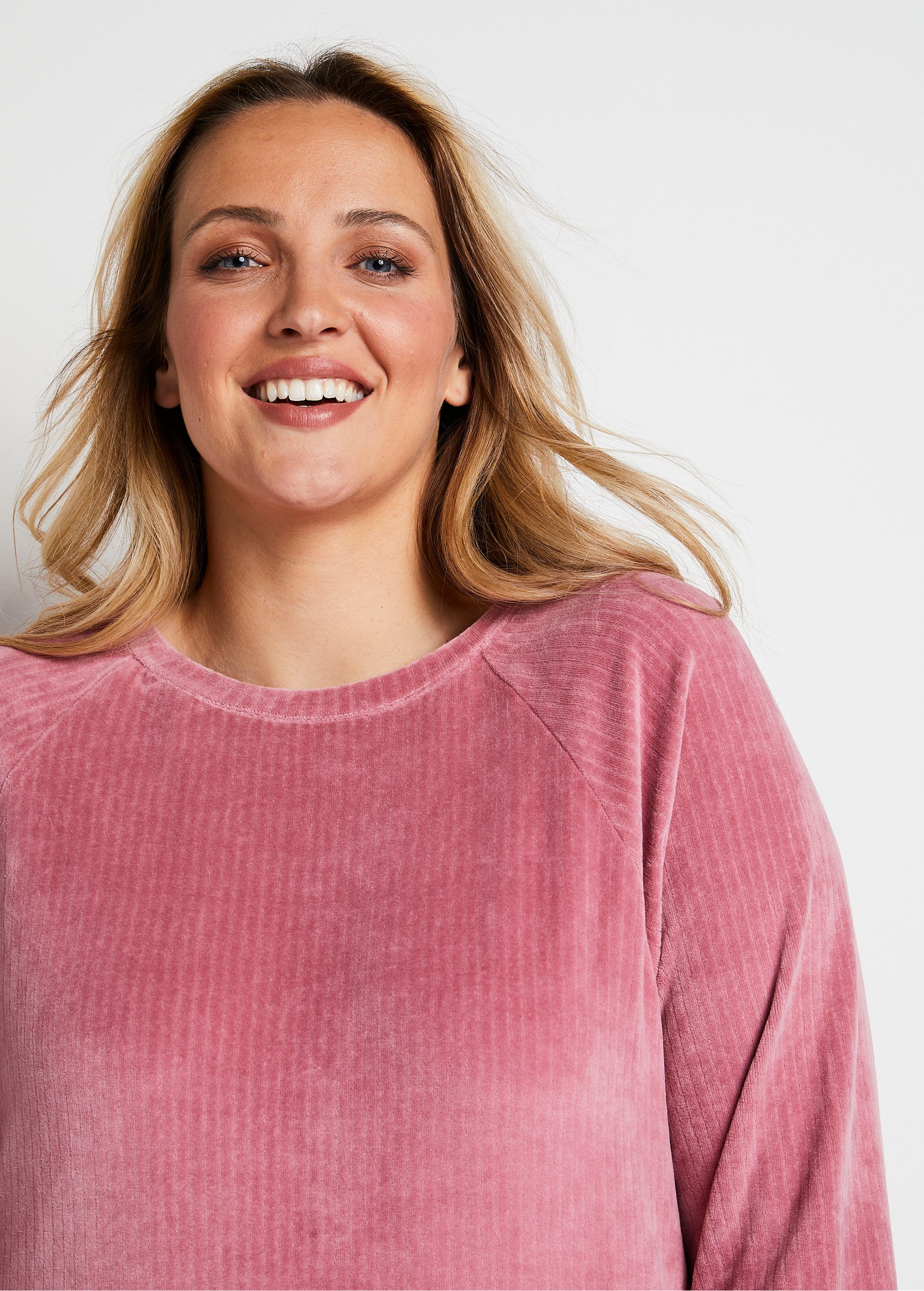 Afibel Haut De Pyjama Velours Côtelé – Confort Cocooning Tendance – Manches Longues Raglan