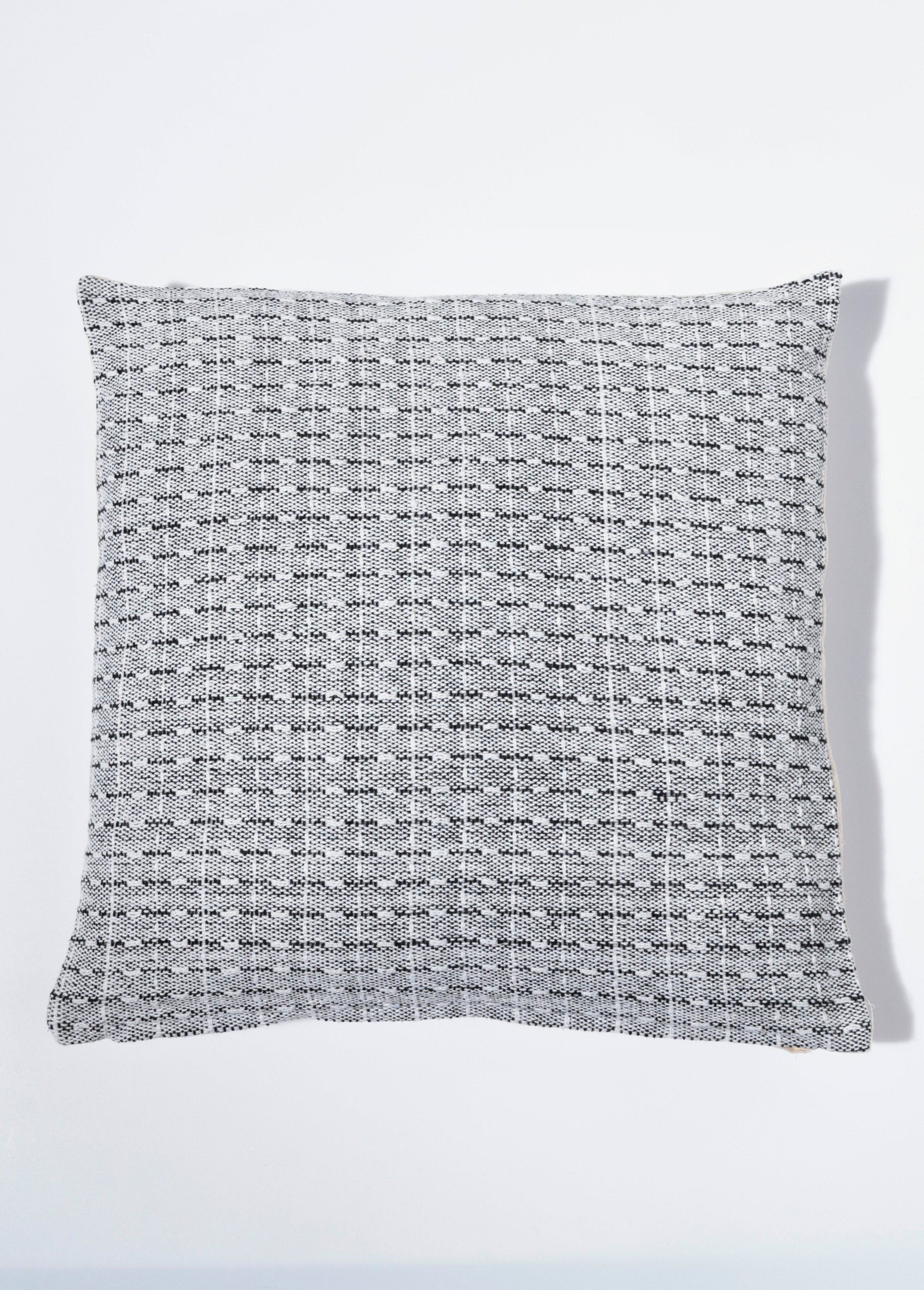 Housse coussin tissée 50x50cm, rectangles Blanc COTZZ70292 FA1