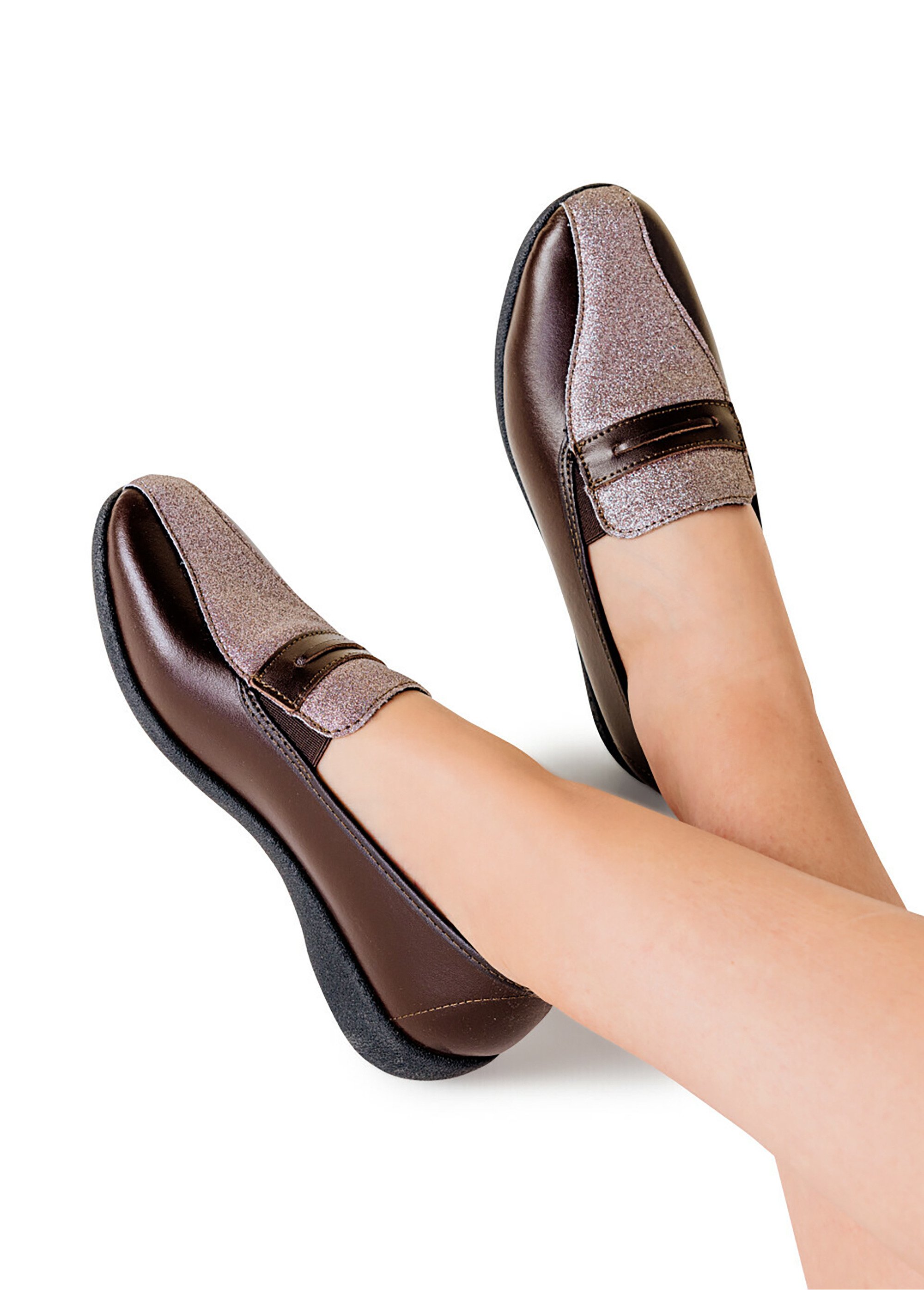 Mocassins largeur confort élastiques d'aisance Femme Marron OFFICIER SF1