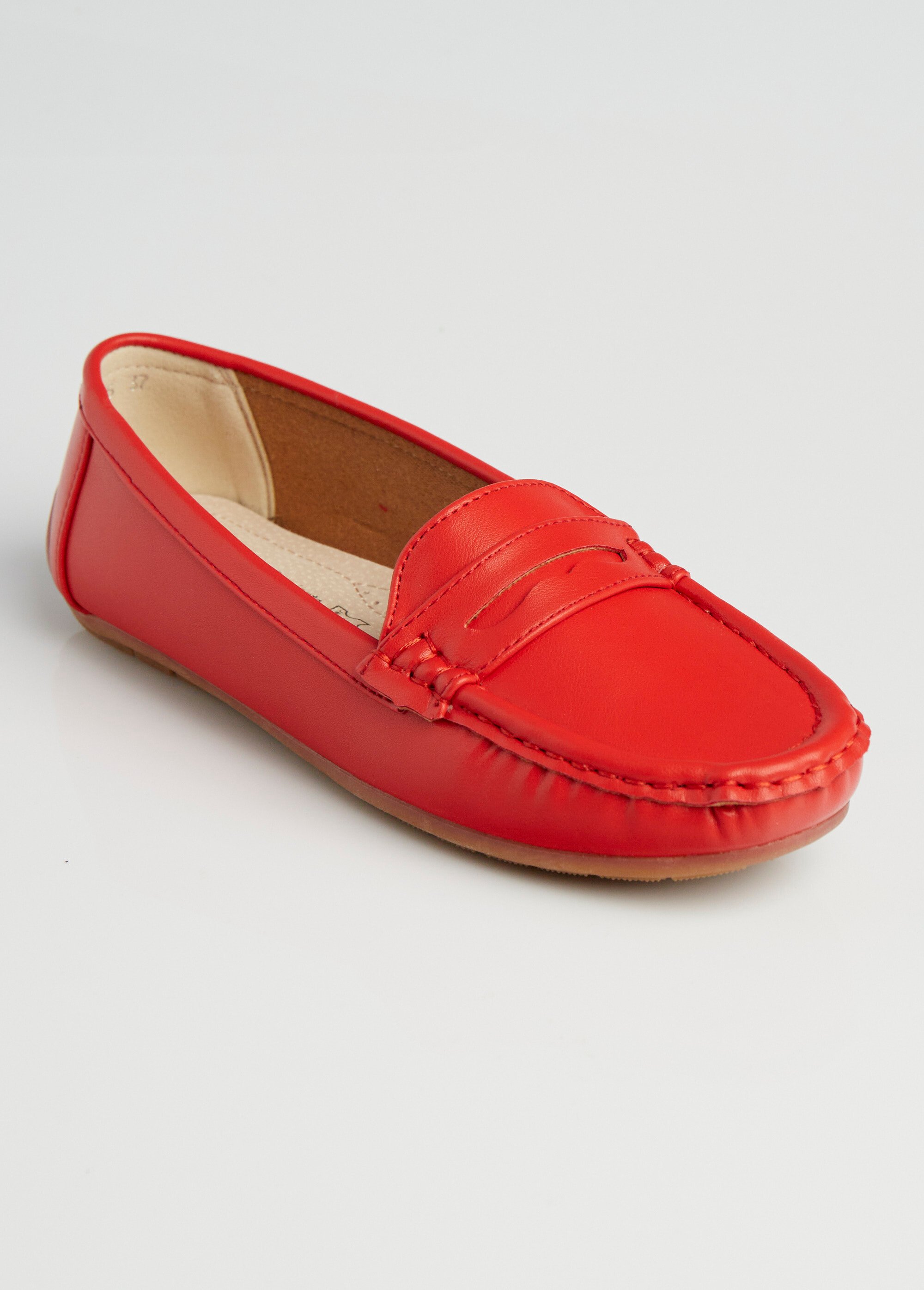 Mocassins plats bride ton sur ton Femme Rouge LBSDYH8825 FA1