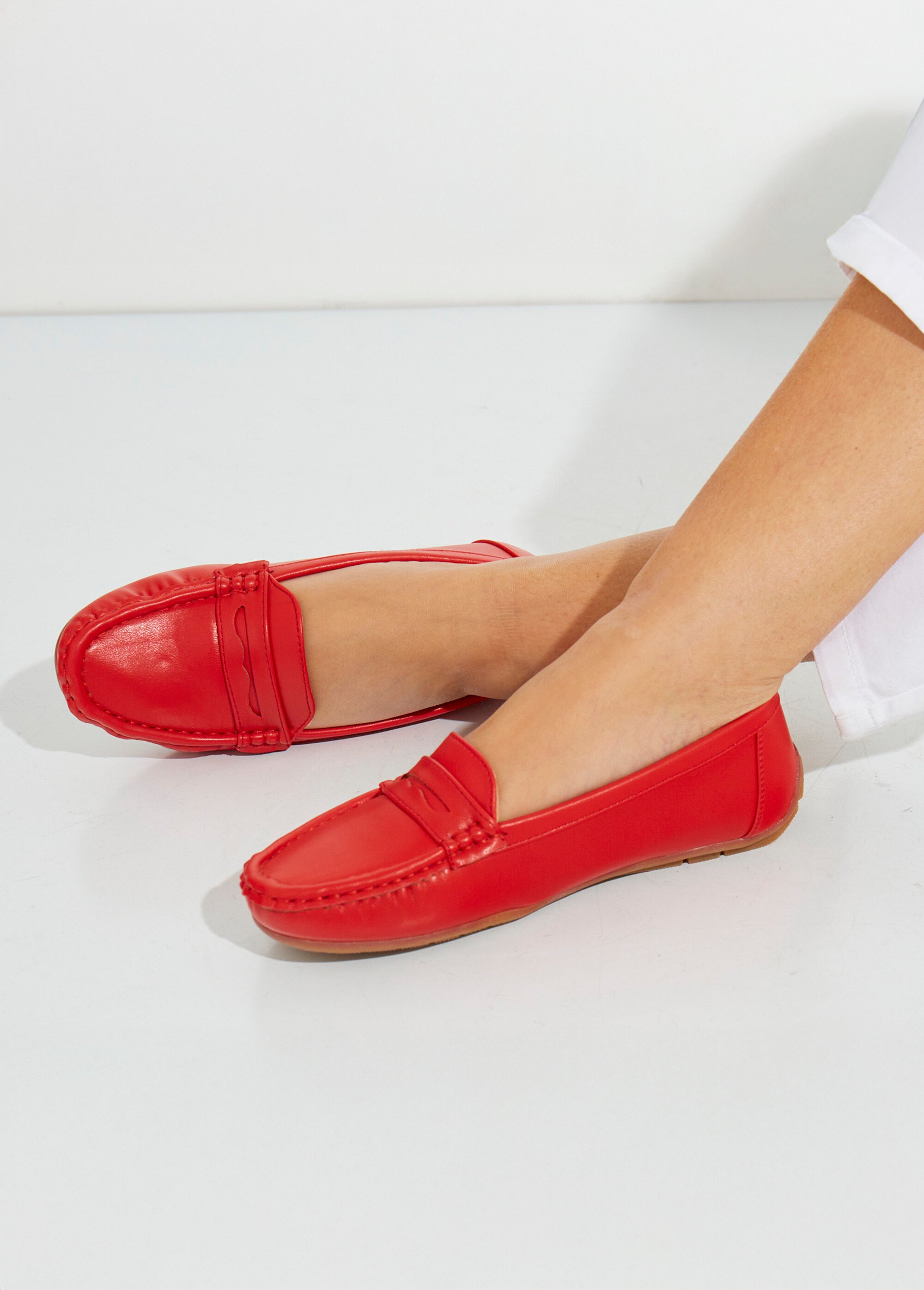 Mocassins plats bride ton sur ton Femme Rouge LBSDYH8825 SI1