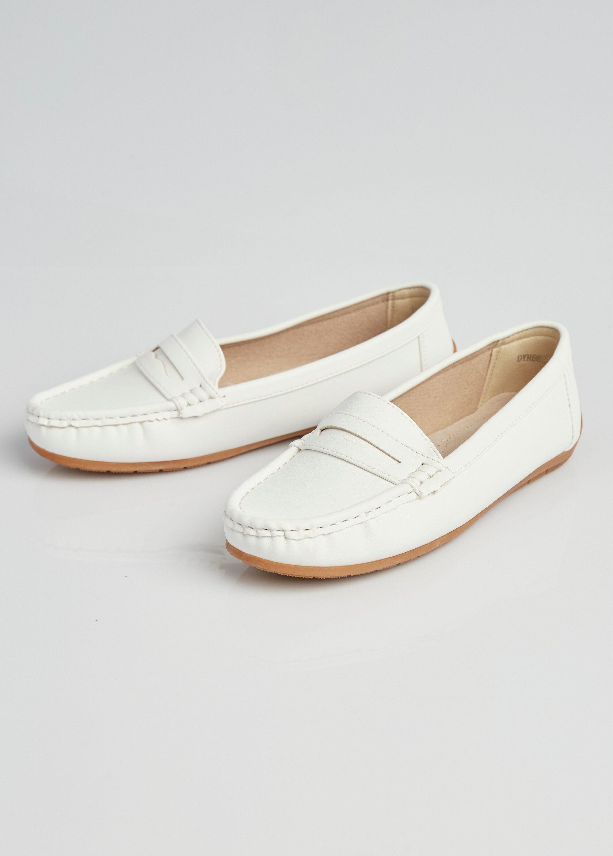 Mocassins plats bride ton sur ton Femme Blanc LBSDYH8825 DE1