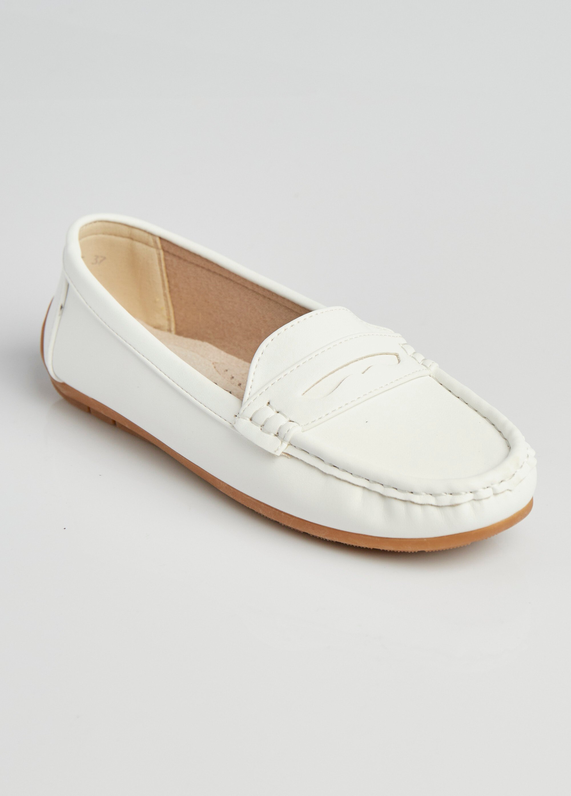 Mocassins plats bride ton sur ton Femme Blanc LBSDYH8825 FA1