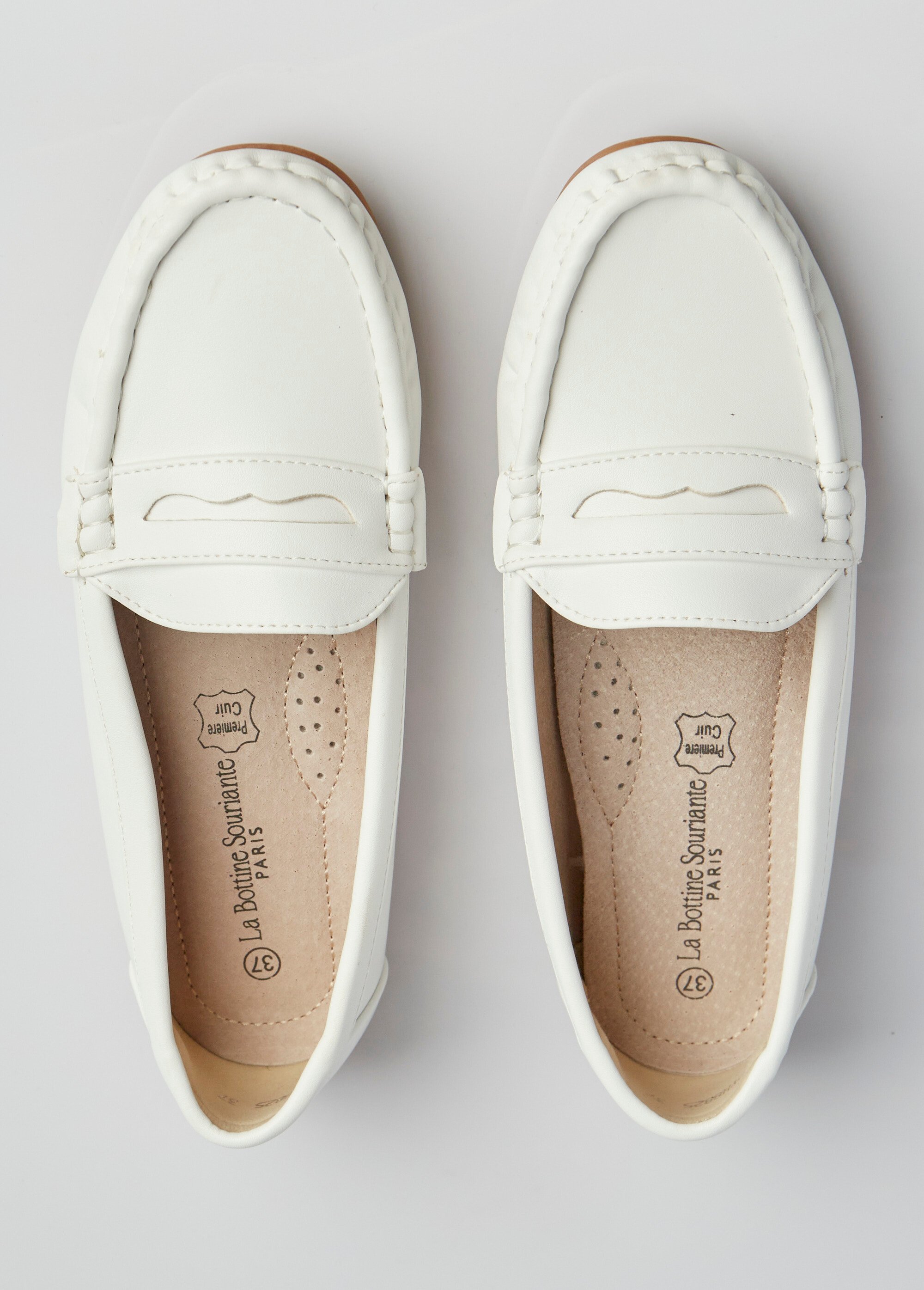 Mocassins plats bride ton sur ton Femme Blanc LBSDYH8825 OV1