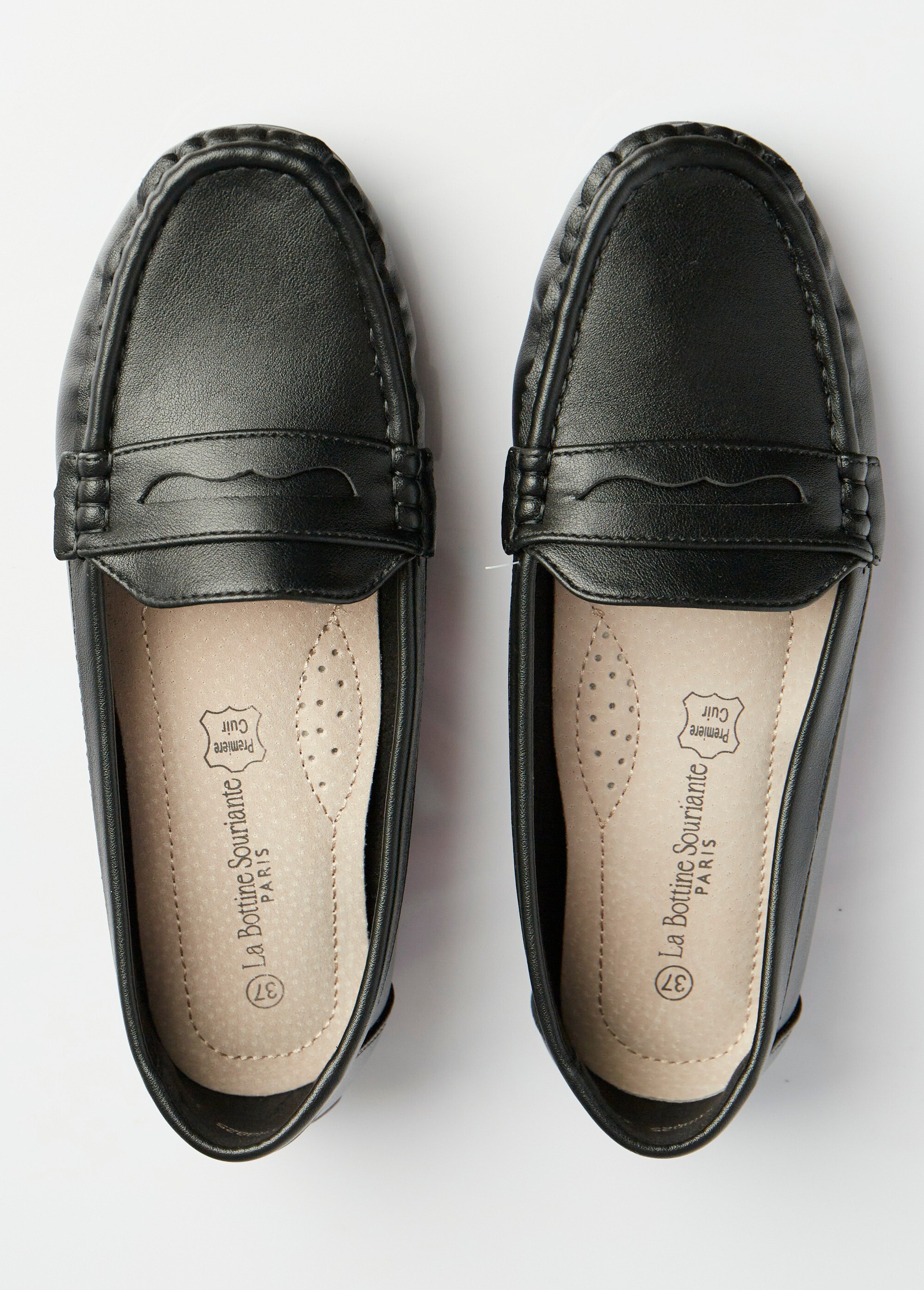 Mocassins plats bride ton sur ton Femme Noir LBSDYH8825 OV1