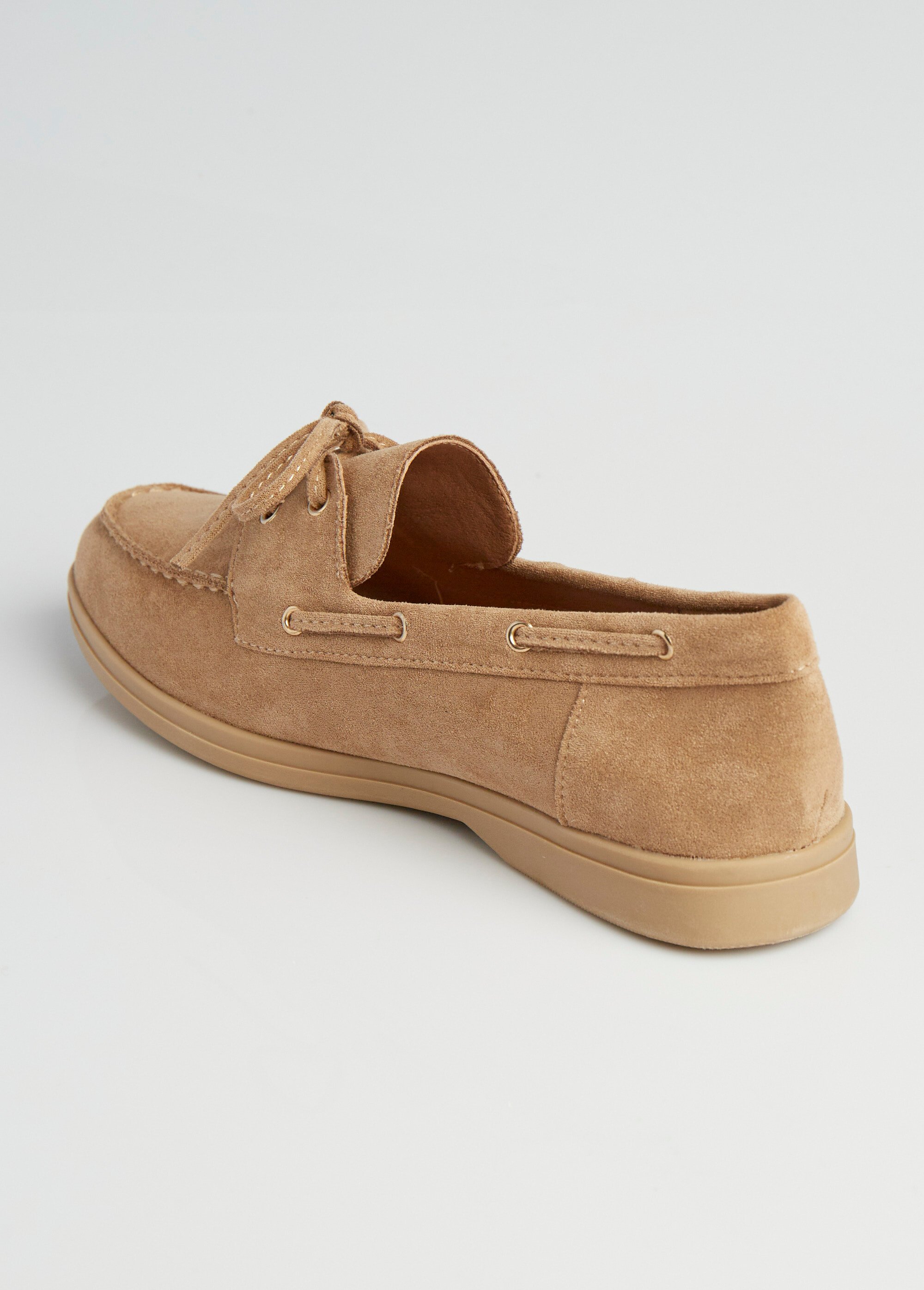 Mocassins suédine à lacets style bateaux Femme Marron LBSBNJ9898 DO1