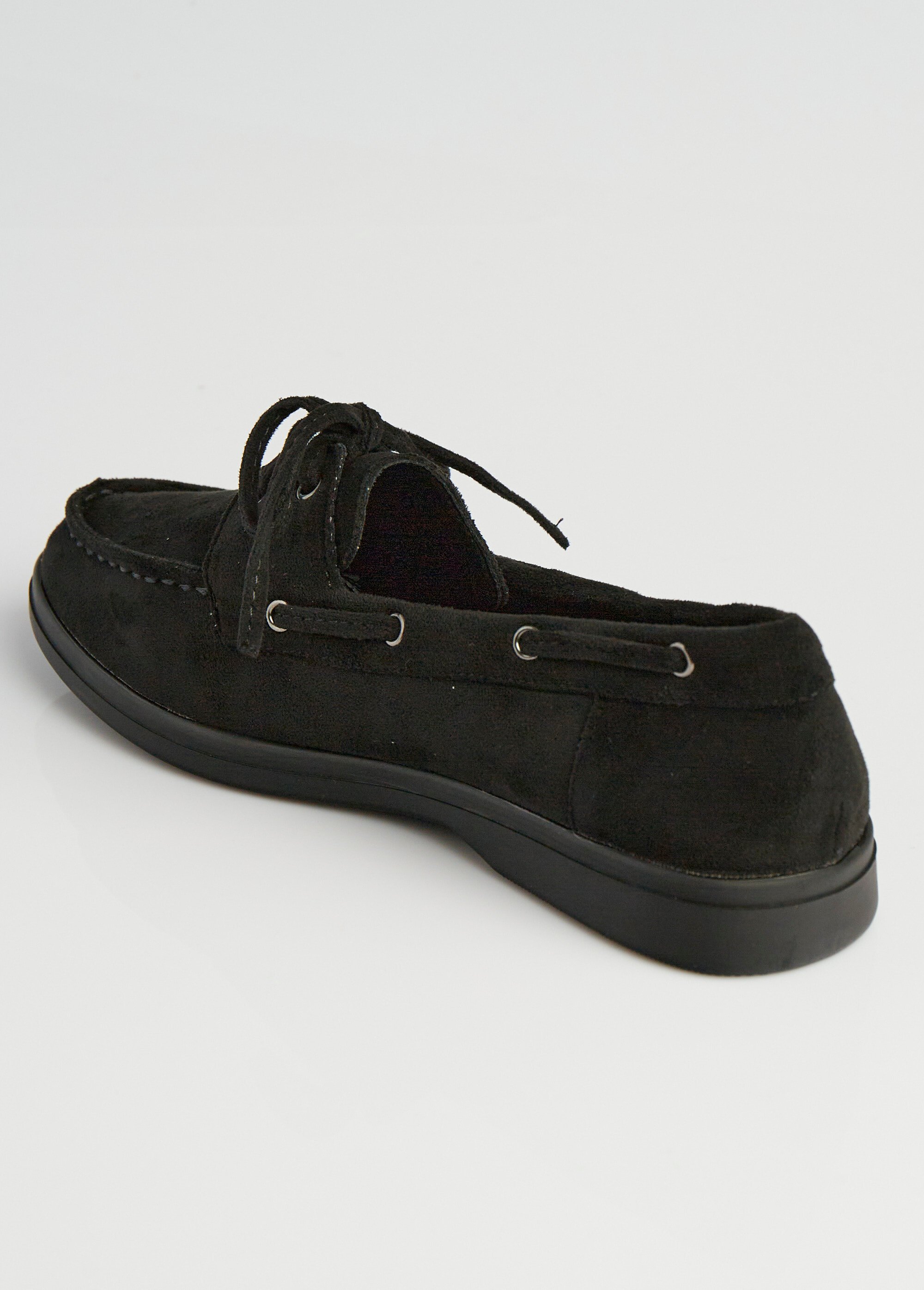 Mocassins suédine à lacets style bateaux Femme Noir LBSBNJ9898 DO1