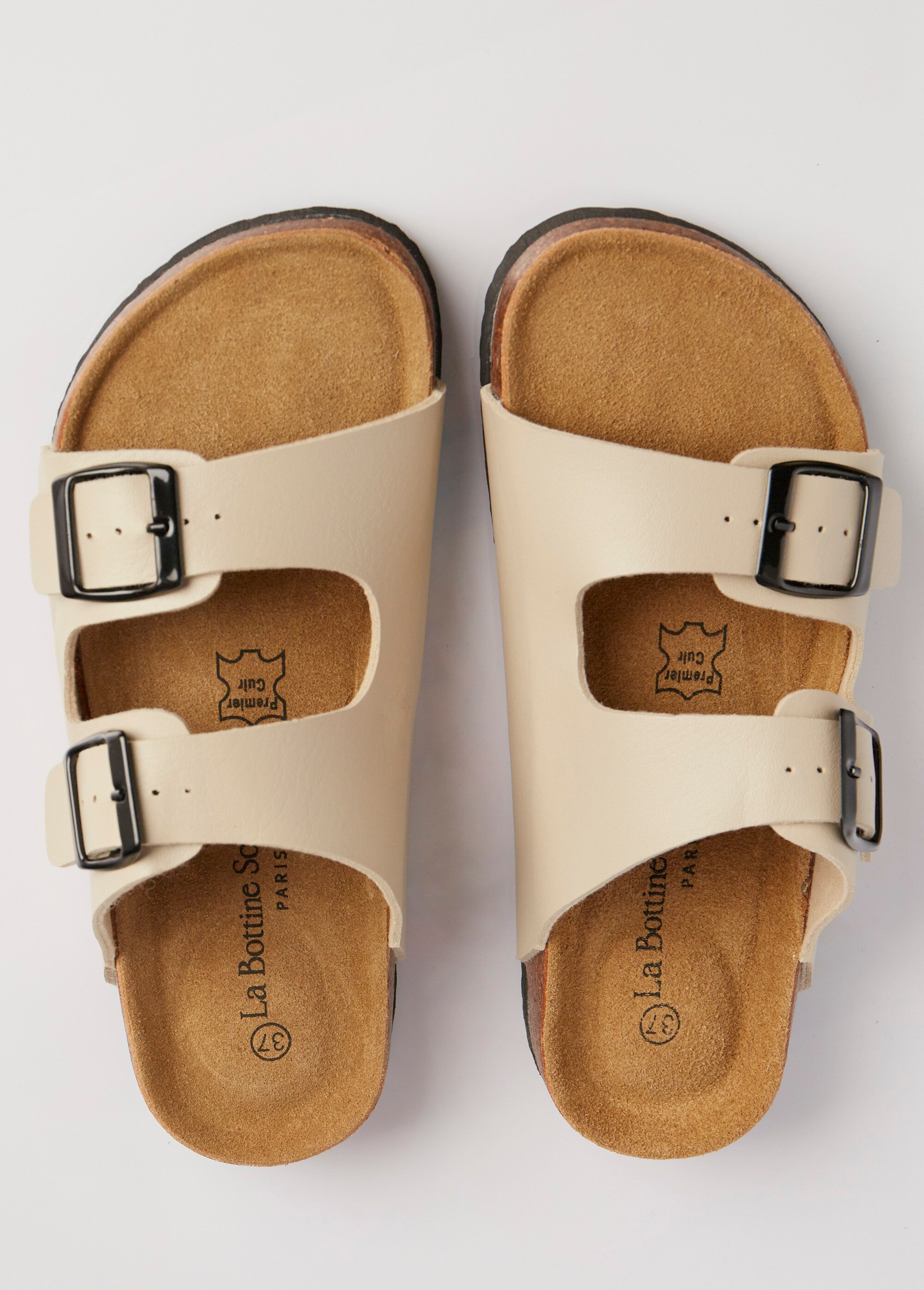 Mules 2 boucles et semelle anatomique Femme Beige LBSDFY9182 OV1