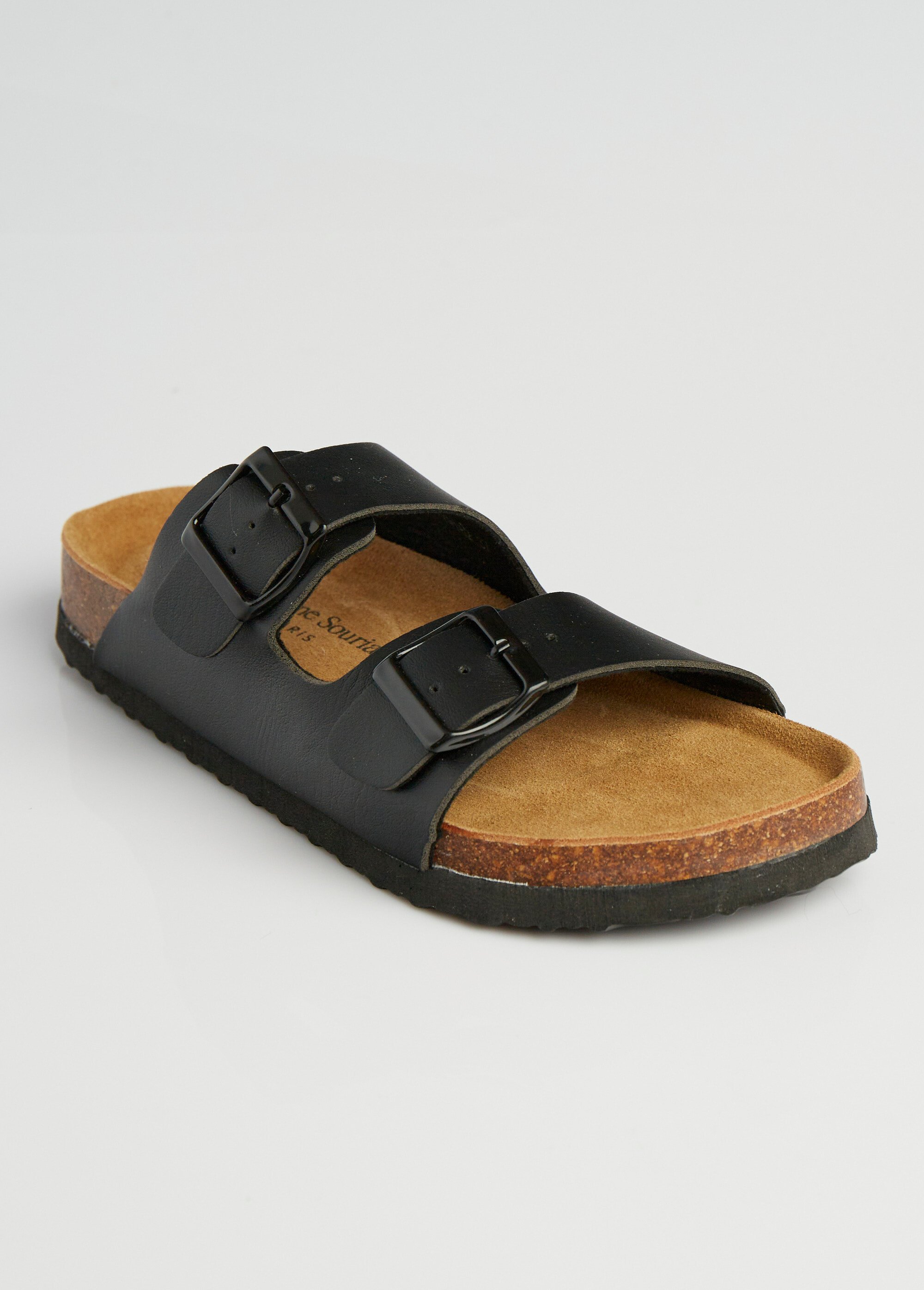 Mules 2 boucles et semelle anatomique Femme Noir LBSDY9182 FA1