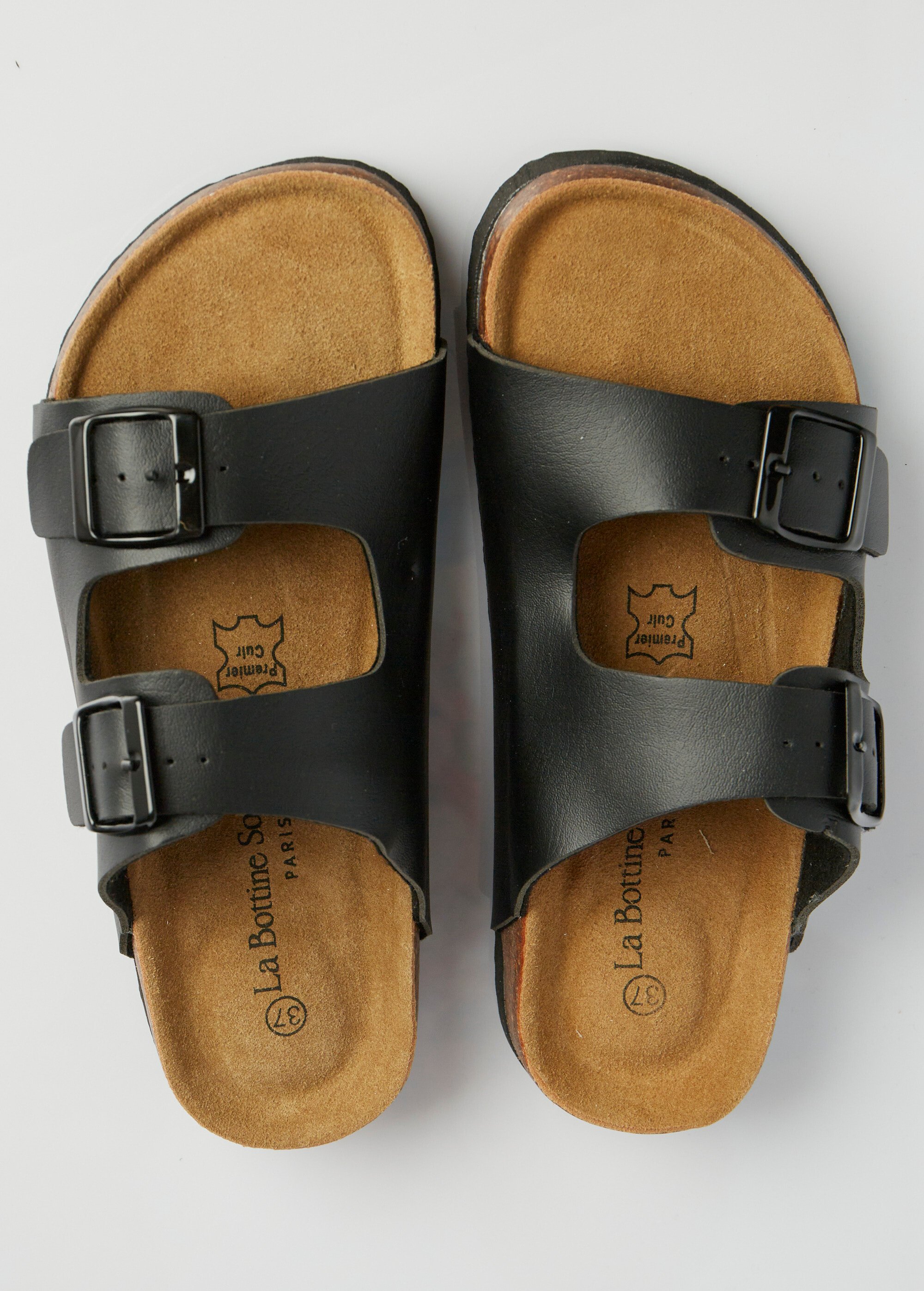 Mules 2 boucles et semelle anatomique Femme Noir LBSDY9182 OV1