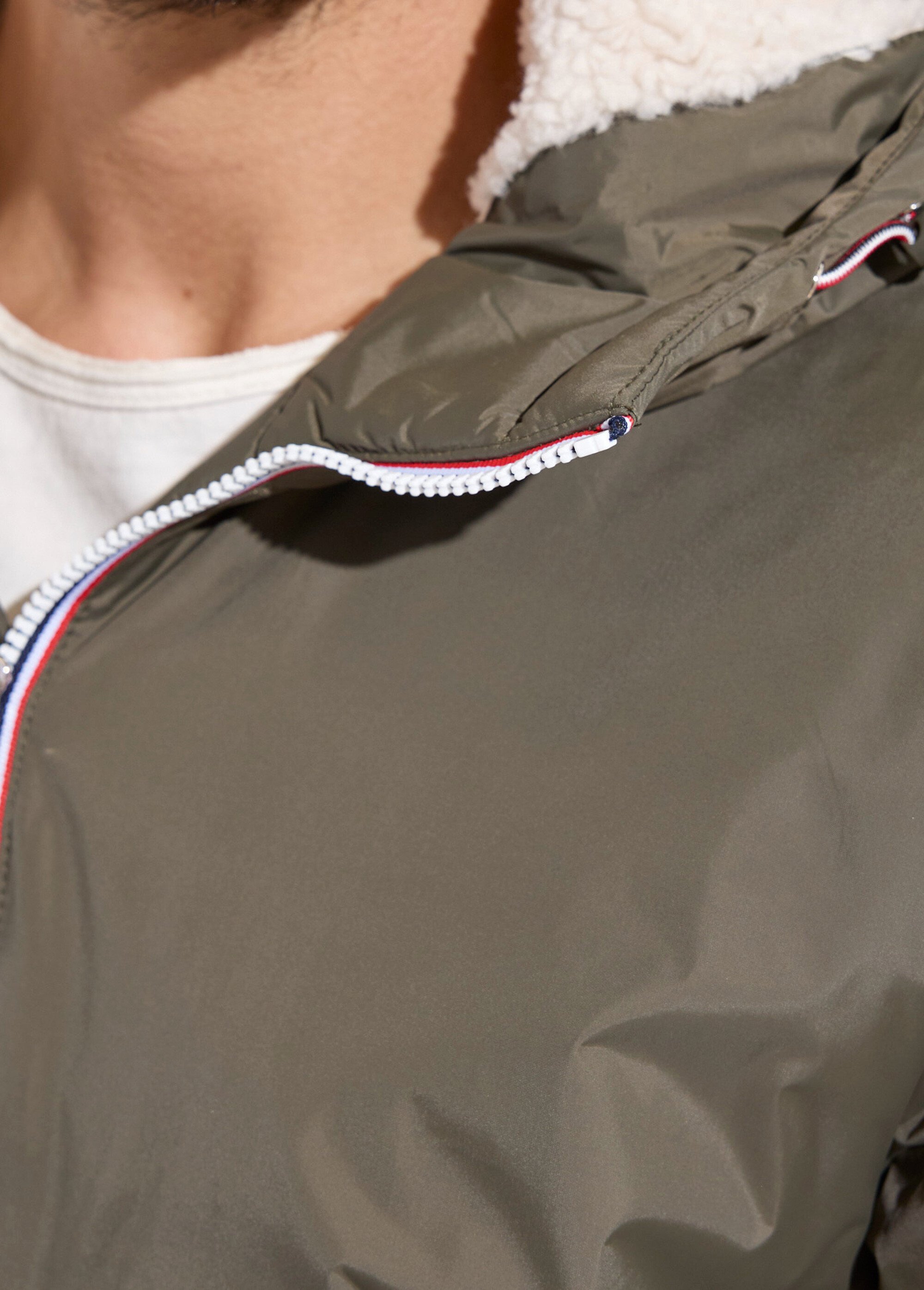 Parka courte chaude fourrée déperlante Homme Vert LAU23058 DE2
