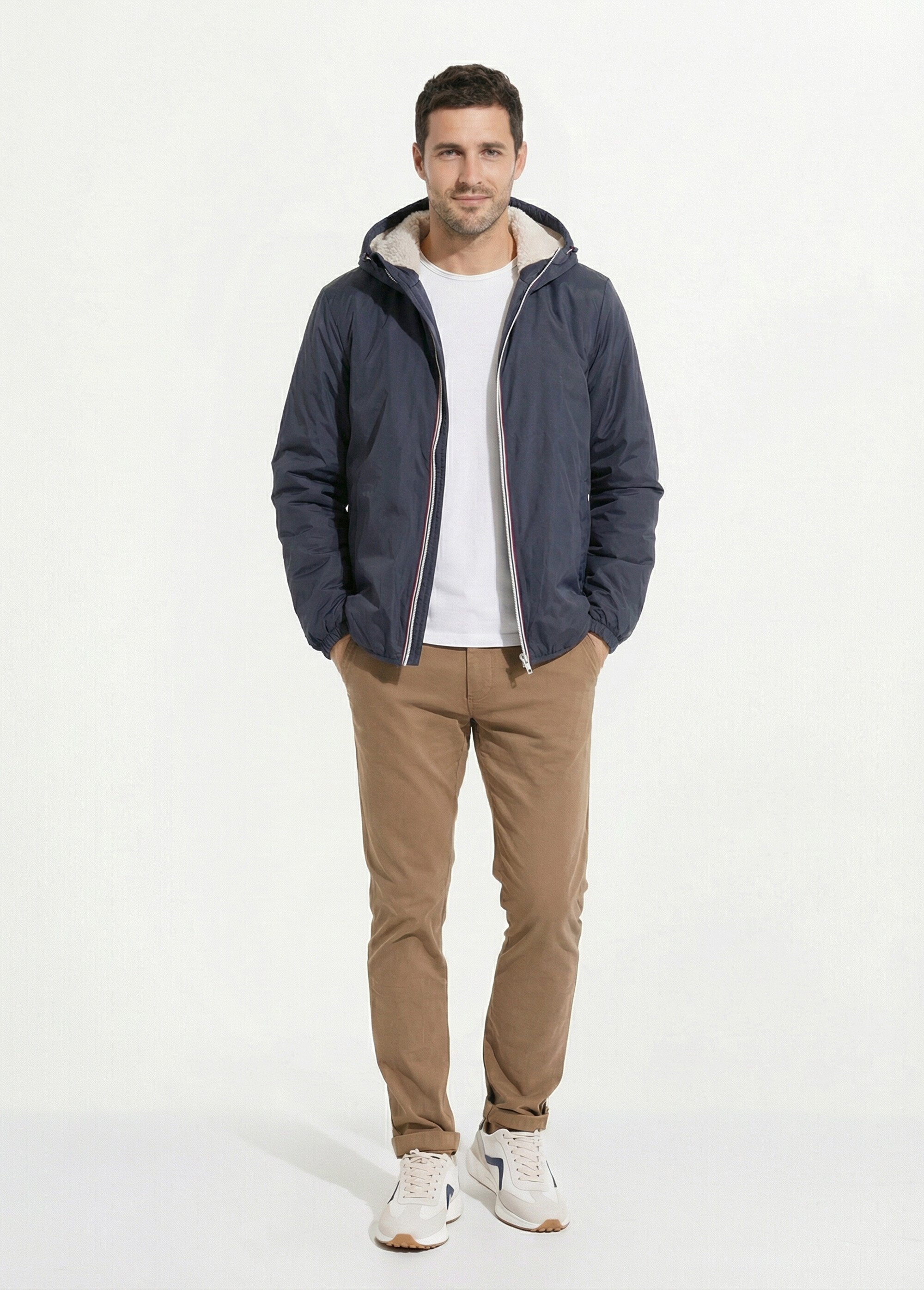 Parka courte chaude fourrée déperlante Homme Bleu LAU23058 SI1