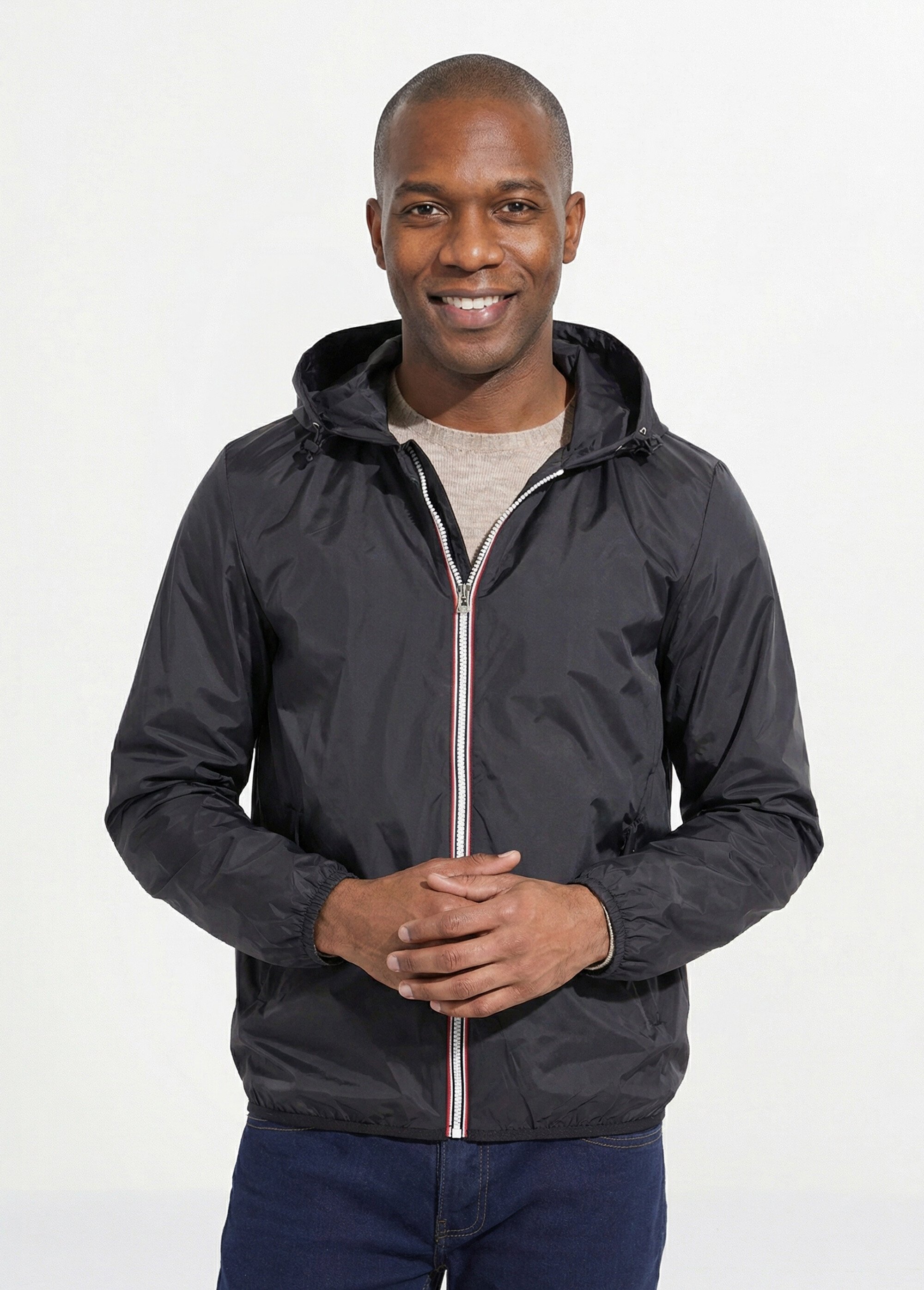 Parka courte déperlante tendance Homme Noir LAU6055 FA1