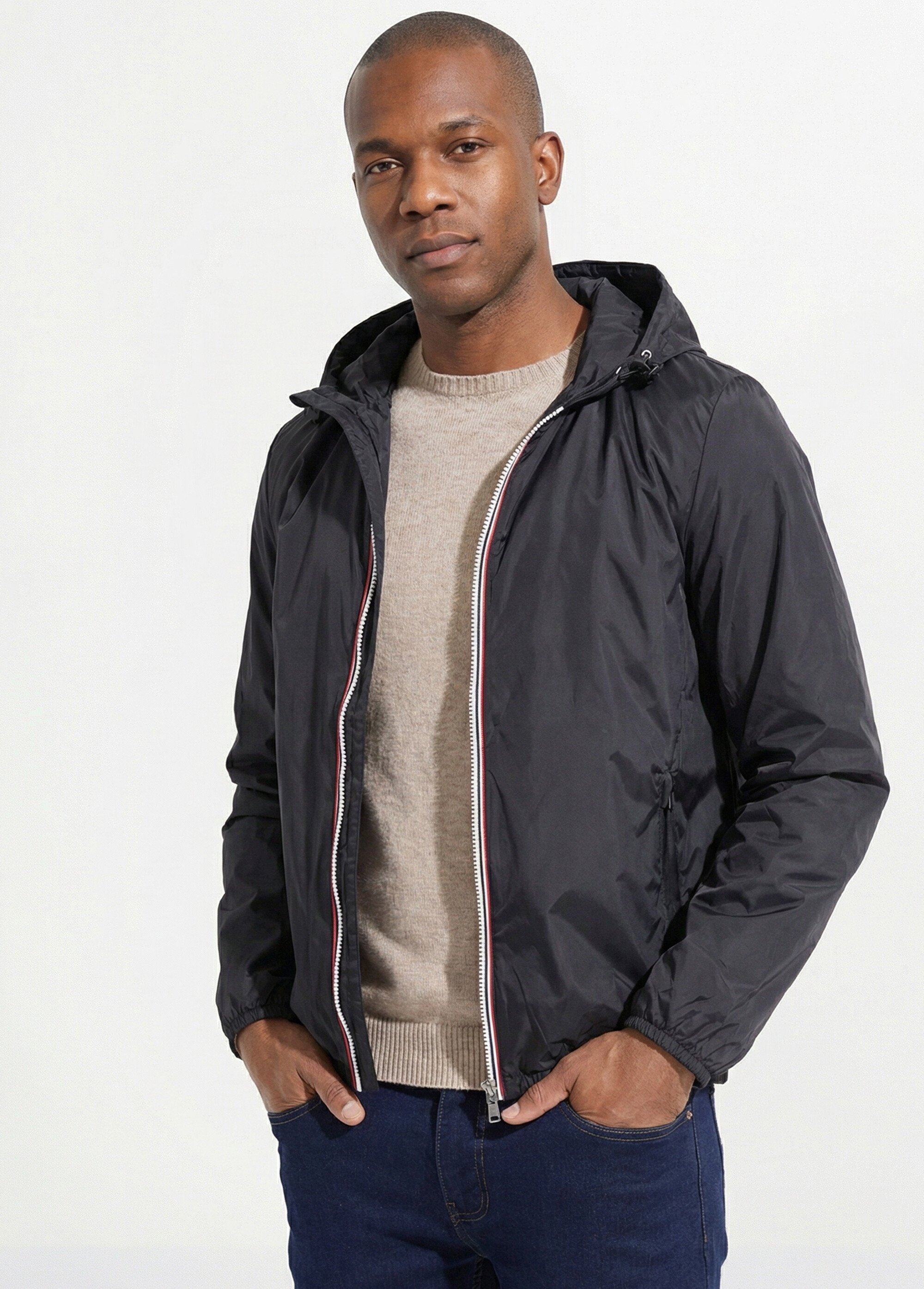 Parka courte déperlante tendance Homme Noir LAU6055 MV1
