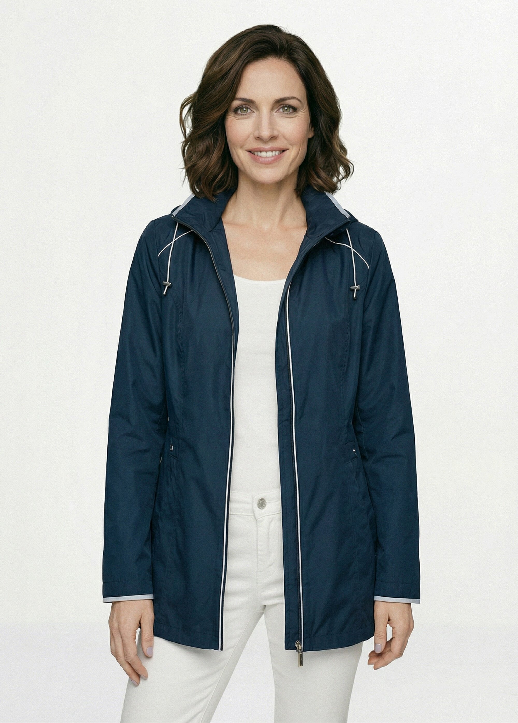 Parka courte zippée légère avec capuche Femme Bleu TORONTO FA1