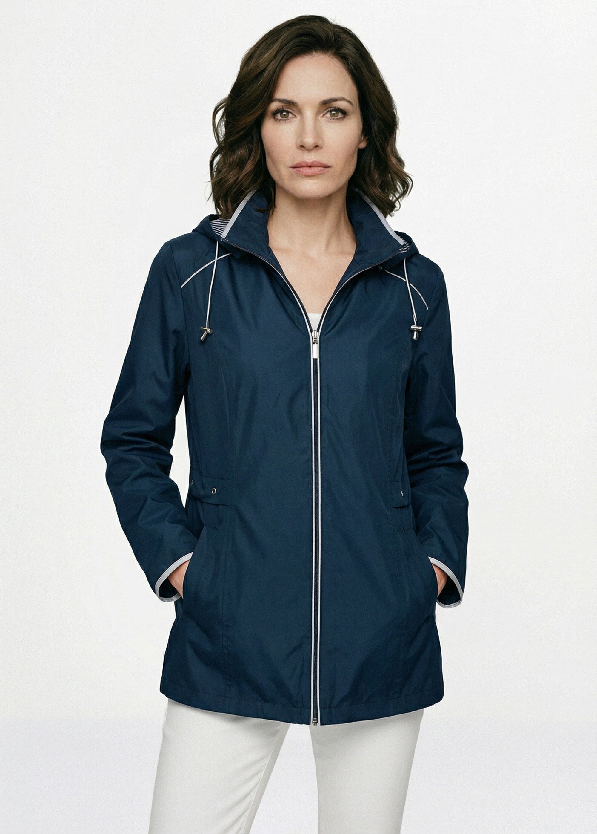 Parka courte zippée légère avec capuche Femme Bleu TORONTO FA2